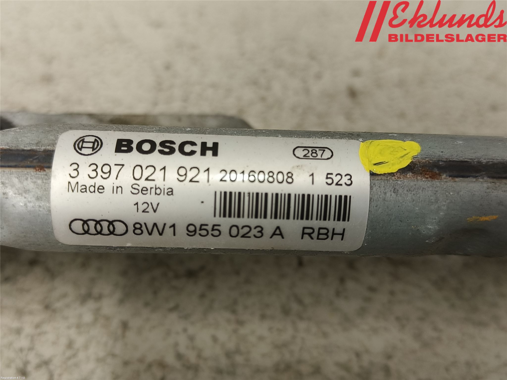 Audi A4/S4 B9 16-19 Torkarmekanism Vindruta