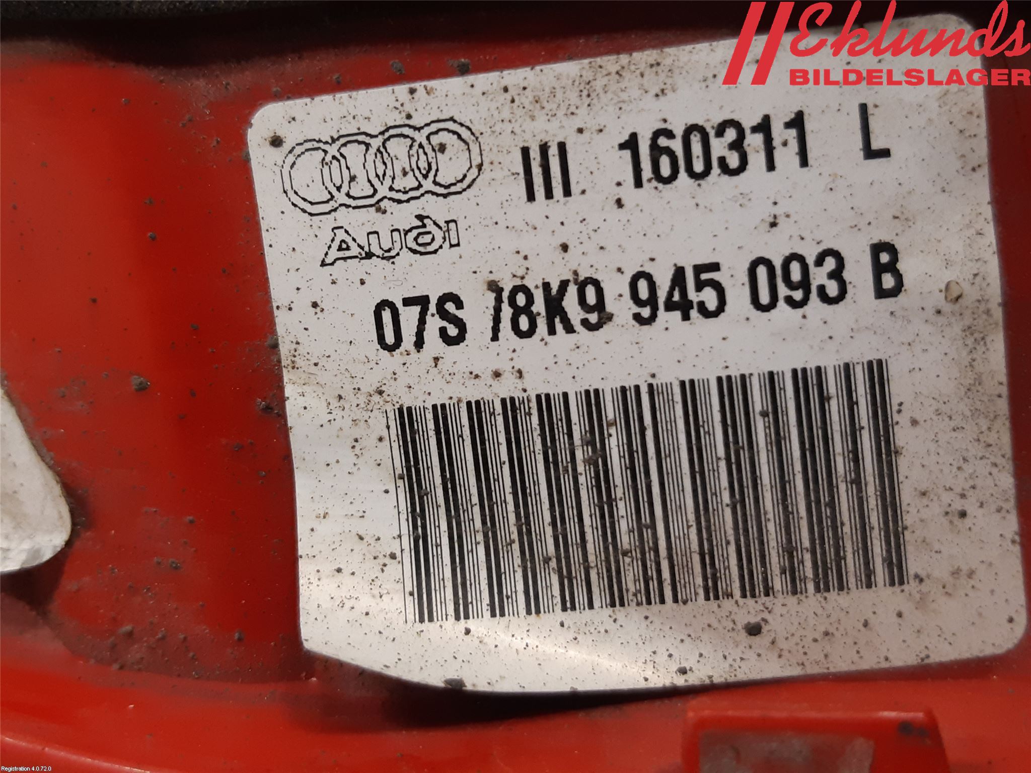 Audi A4/S4 08-11 Bakljus Lucka Vä