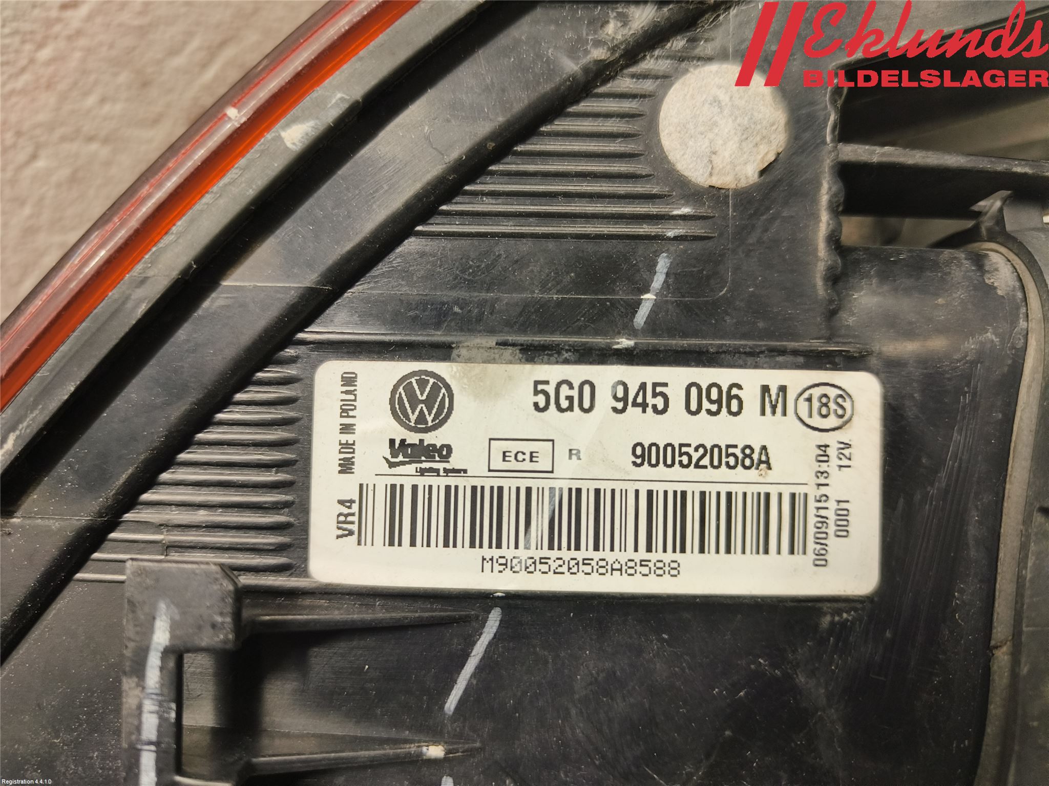 Volkswagen VW GOLF / E-GOLF VII 13-20 Bakljus Höger