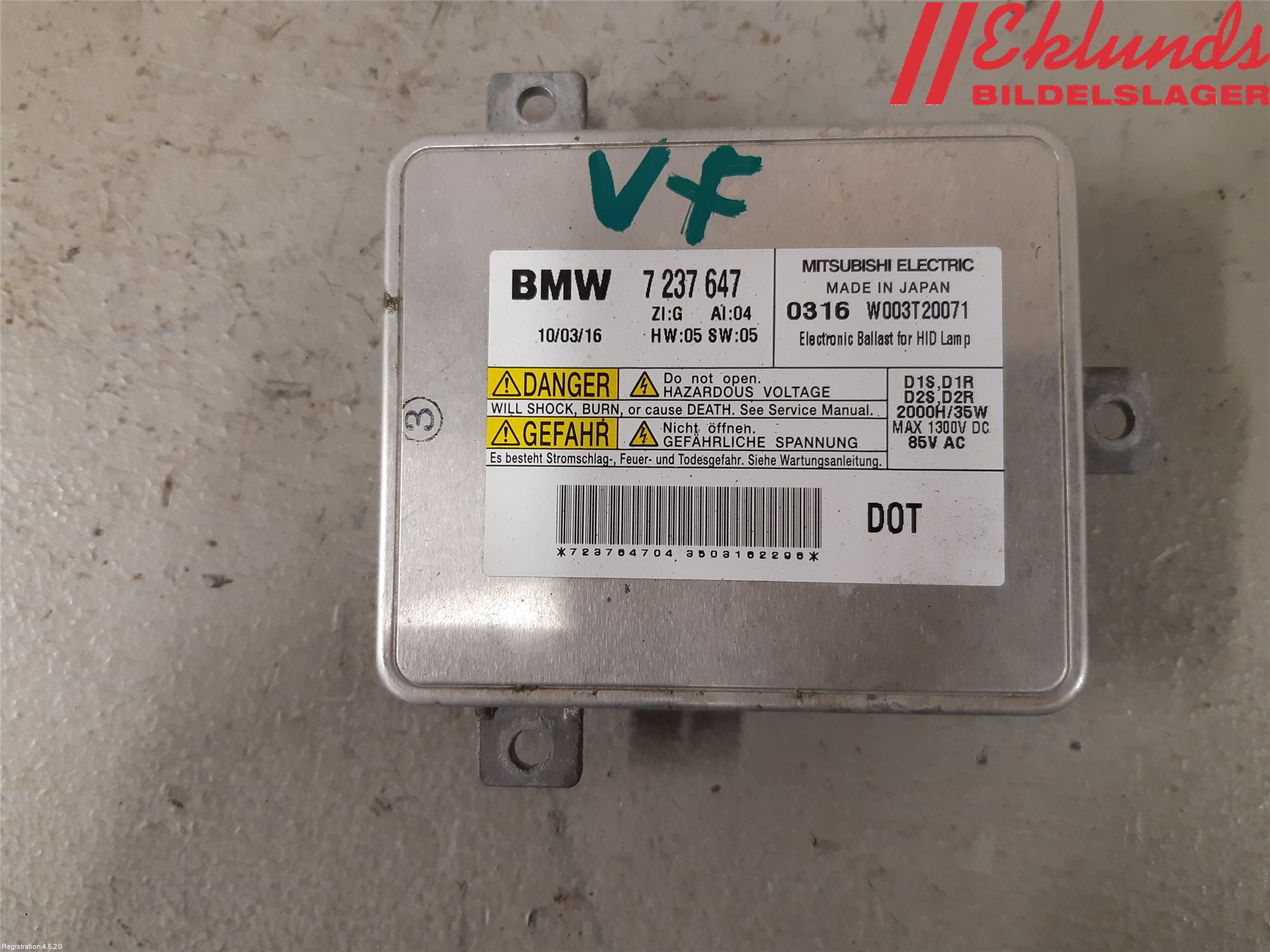 BMW 5 F10/F11/F18 09-17 Styrenhet Strålkastare