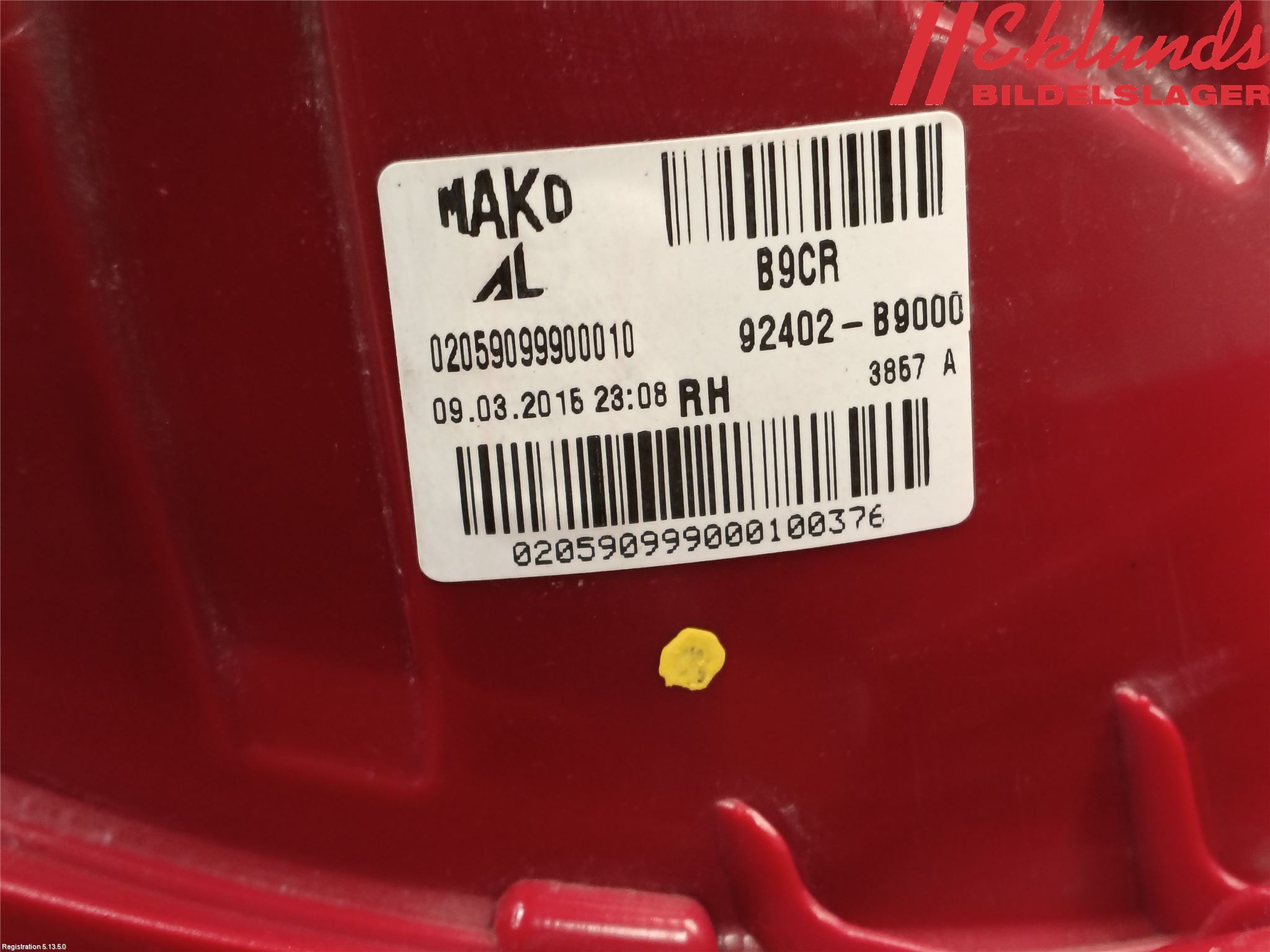 Hyundai i10 BA 14-16 Bakljus Höger