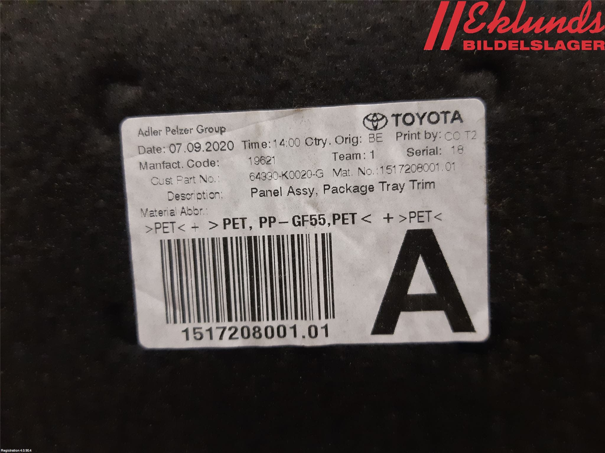 Toyota YARIS XP21 20- Hatthylla