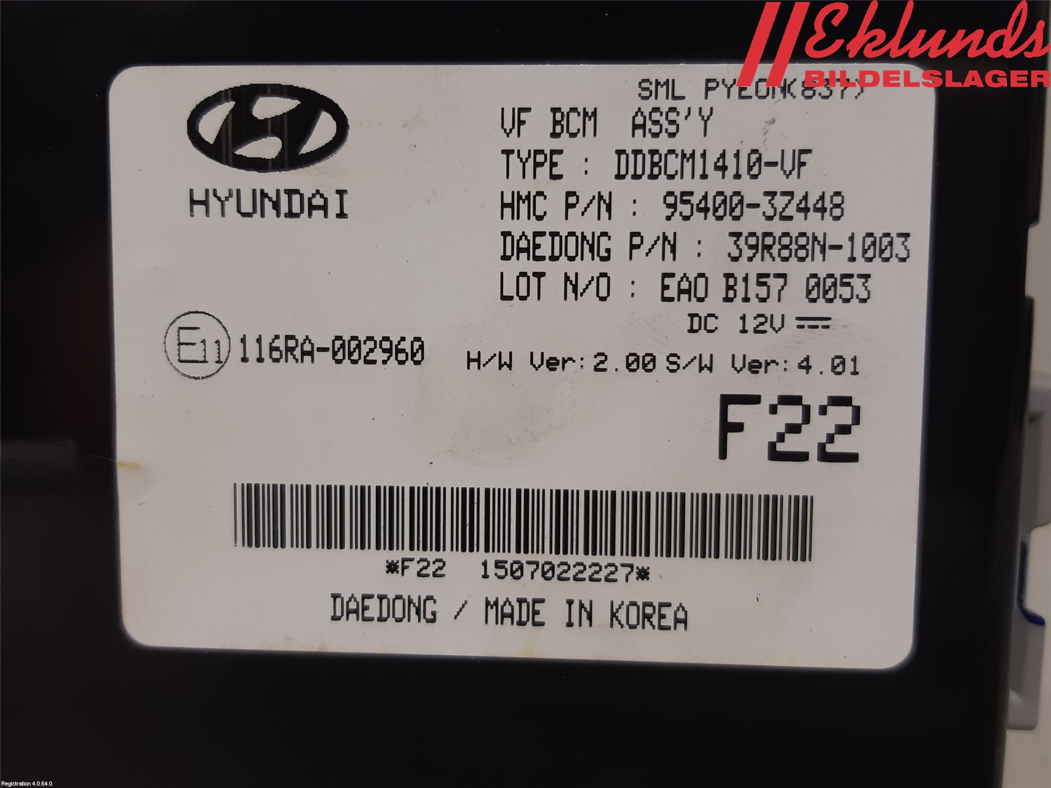 Hyundai i40 16-18 Styrenhet Parkeringshjälp
