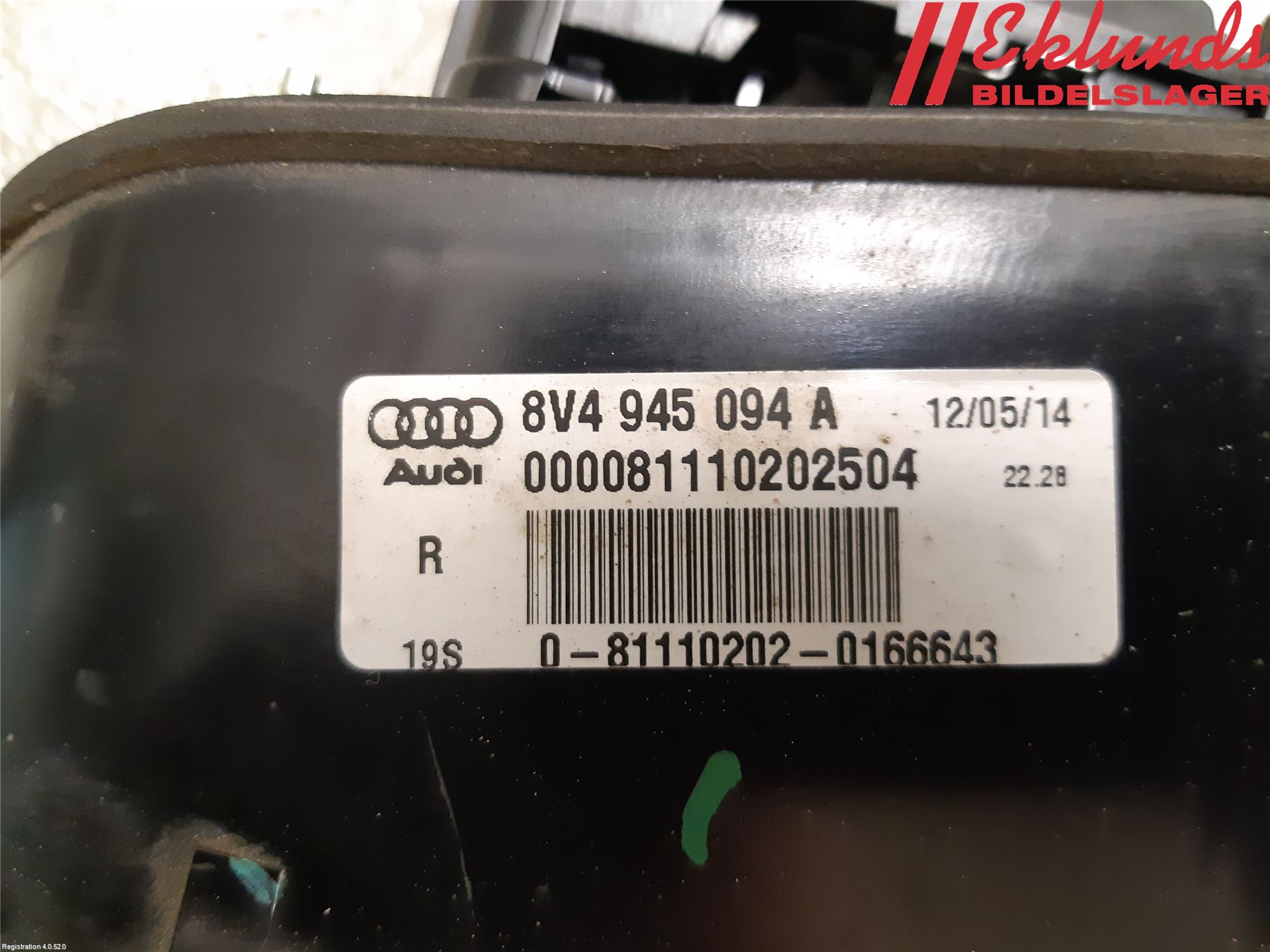 Audi A3/S3 8V 13-20 Bakljus Lucka Hö