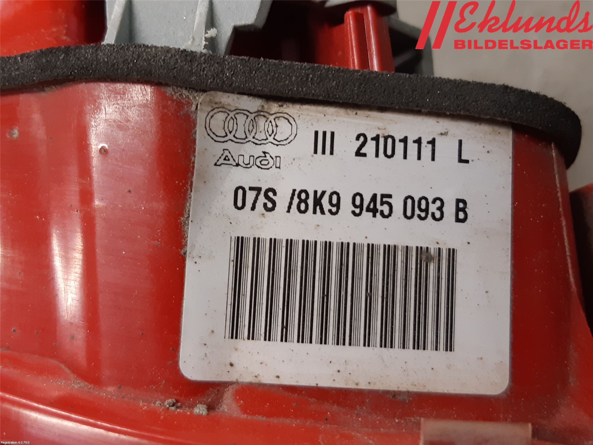 Audi A4/S4 08-11 Bakljus Lucka Vä