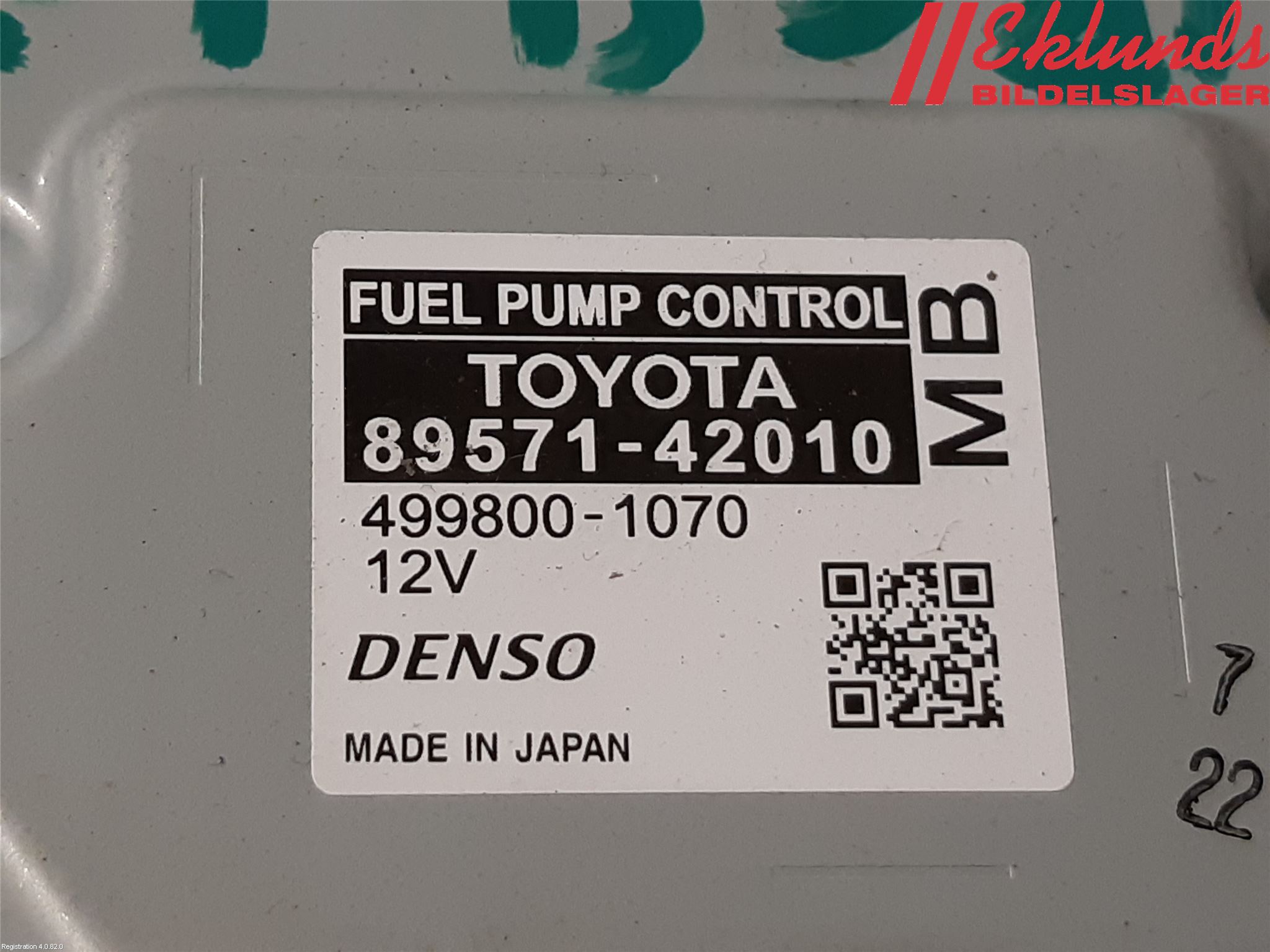 Toyota RAV4 19- Styrenhet Bränslepump