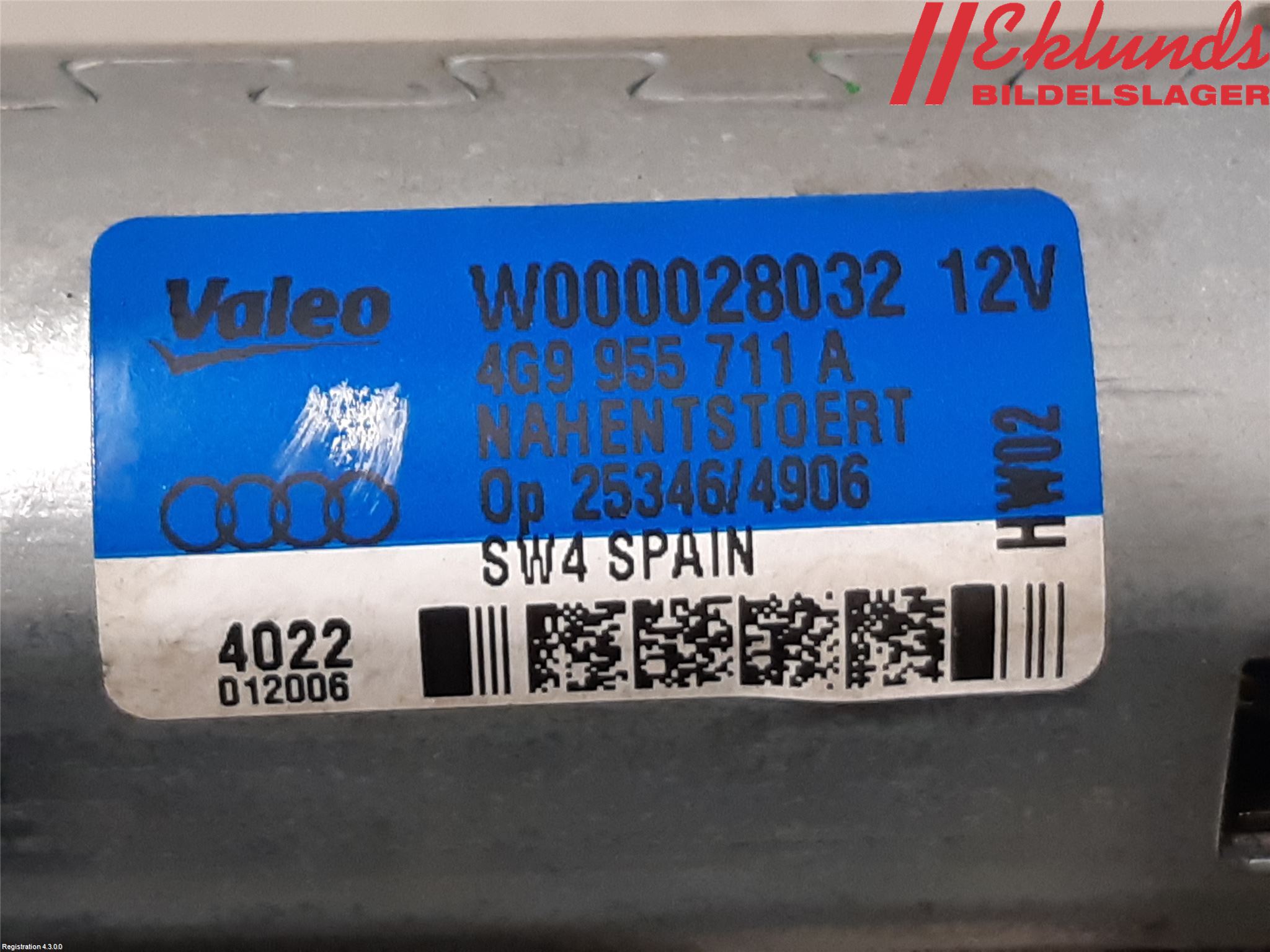 Audi A6/S6 4G 11-18 Torkarmotor Baklucka