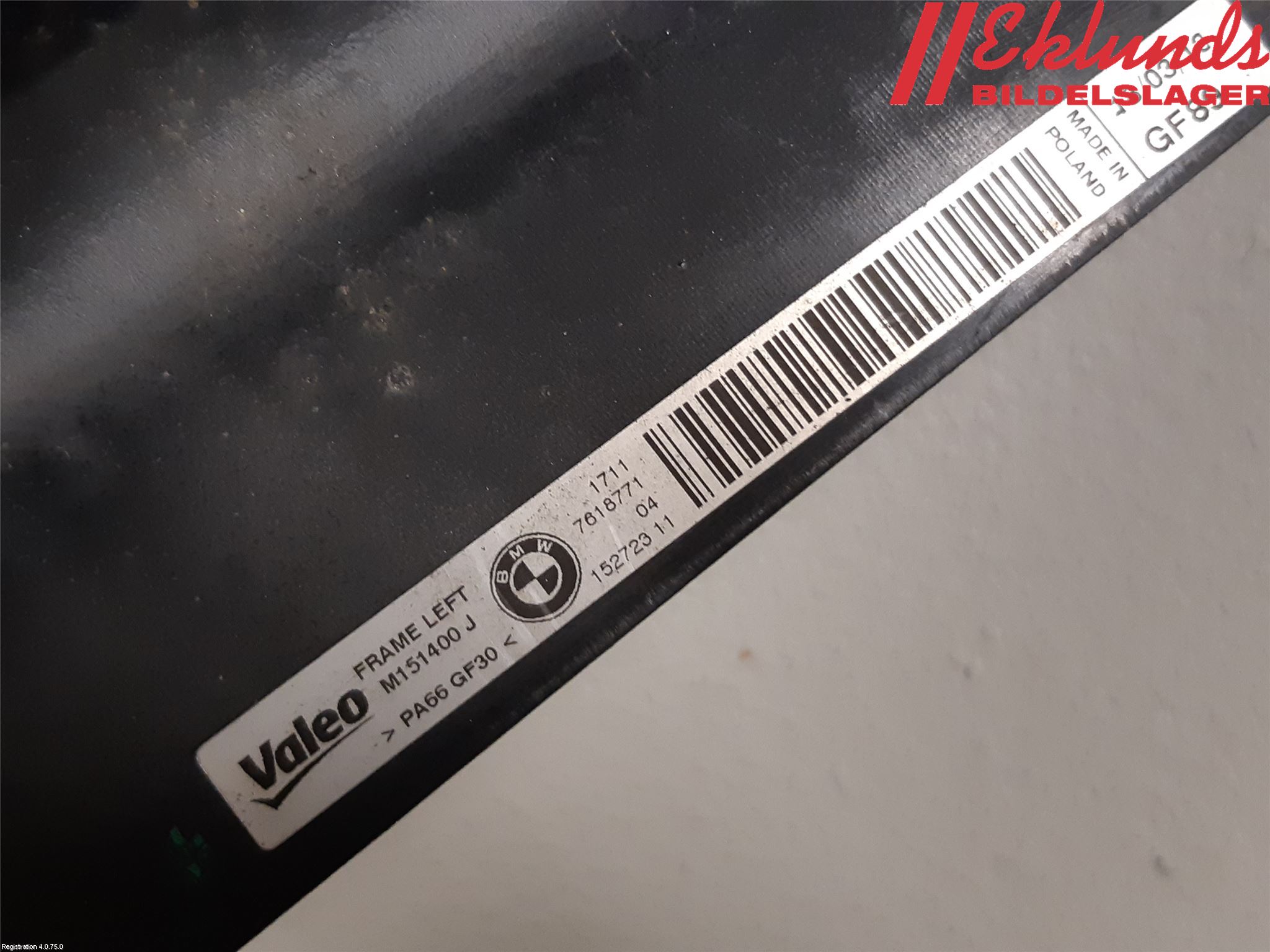 BMW 5 F10/F11/F18 09-17 Kylarfäste-Ram-Balk