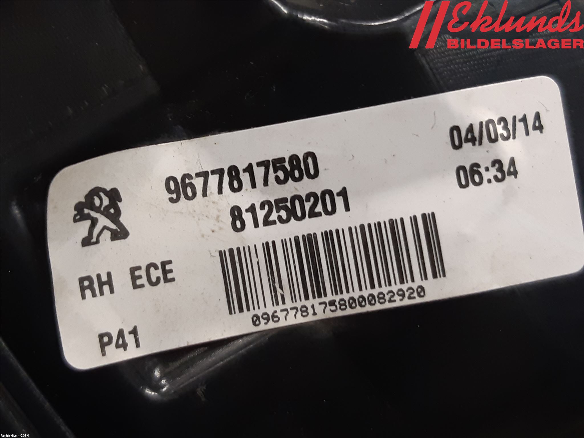 Peugeot 308 14-21 Bakljus Höger