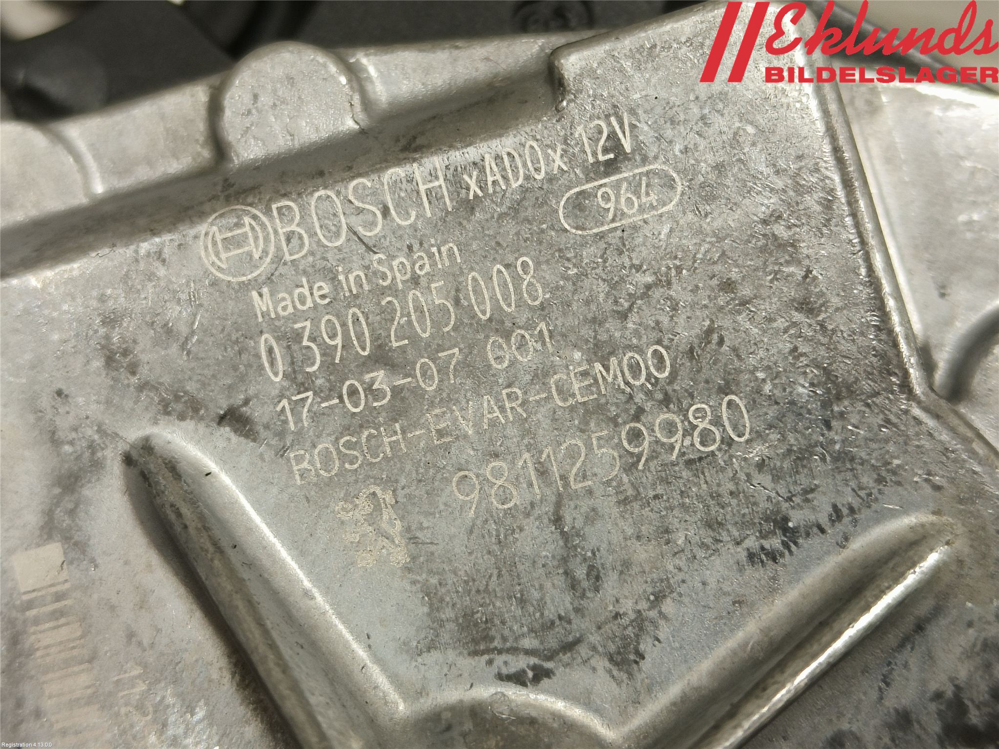 Peugeot 3008 17-24 Torkarmotor Baklucka