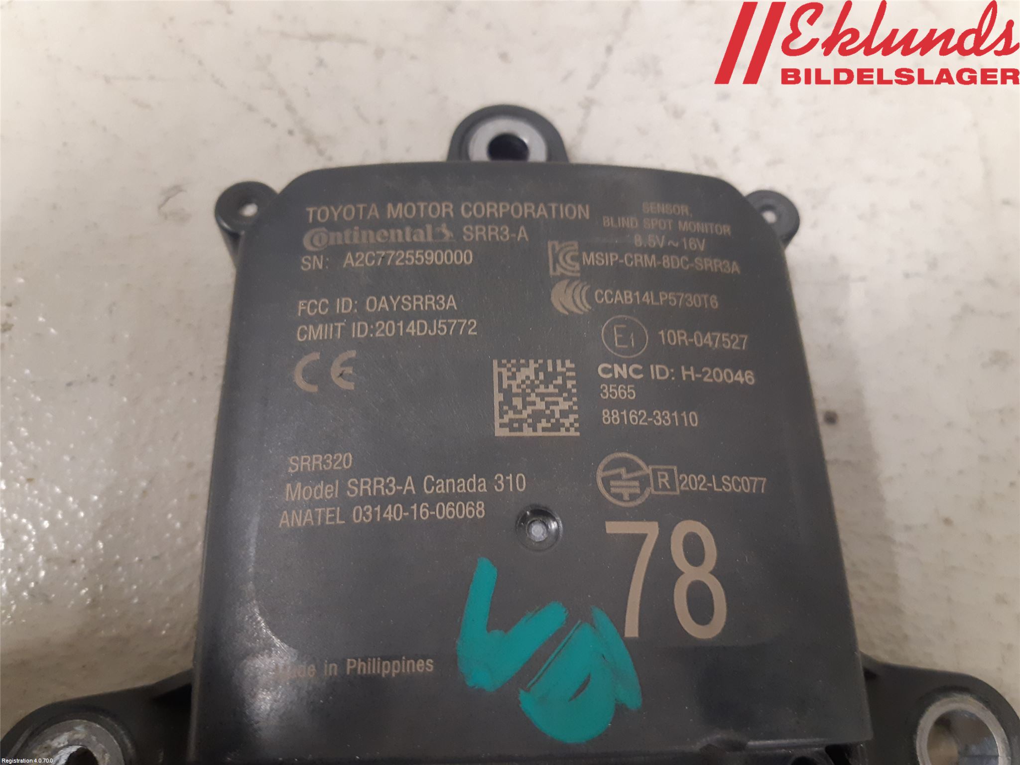 Lexus ES 250/300/330 Sensor Aktivt Kollisionsskydd