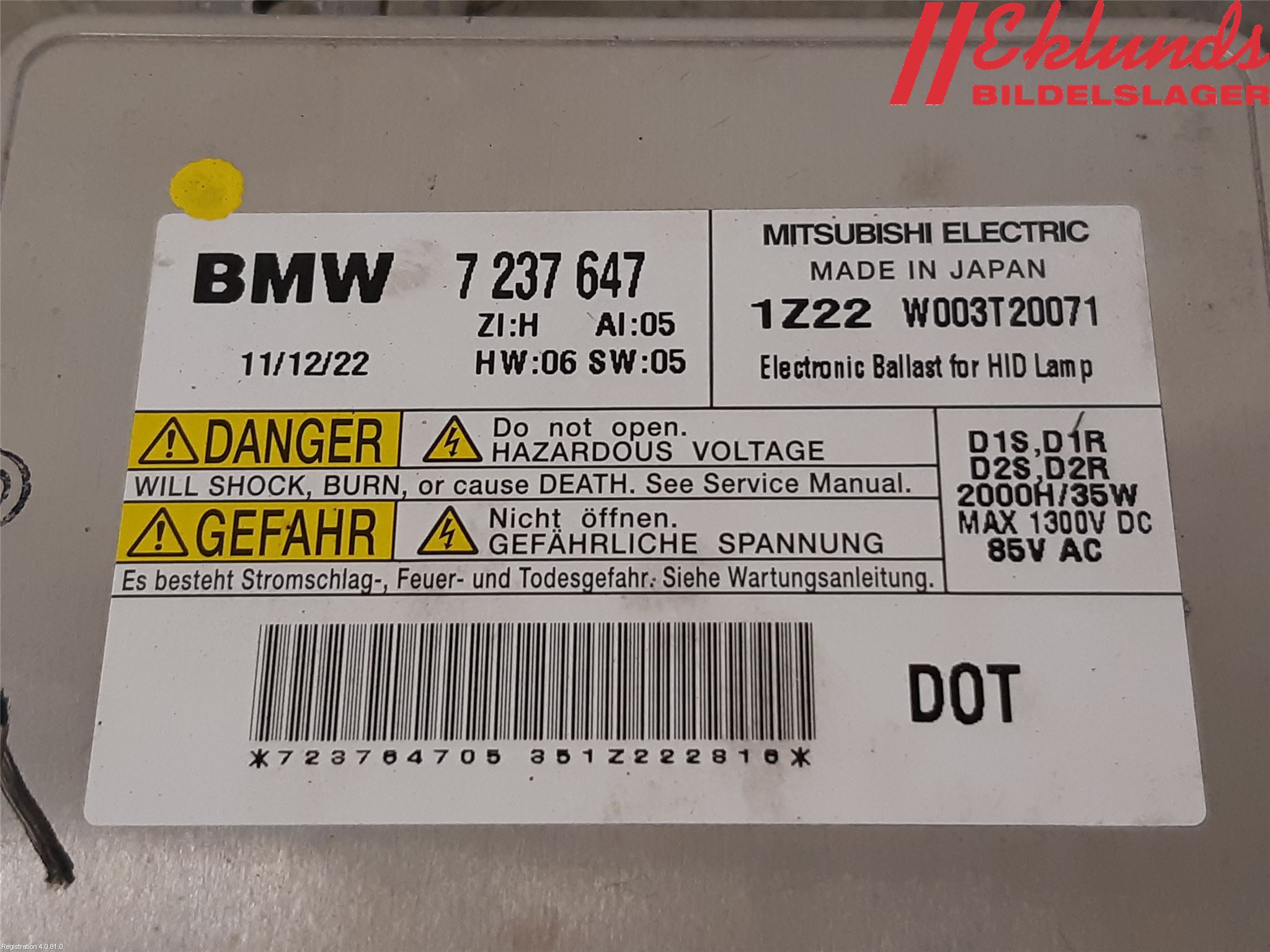 BMW 5 GT F07 09-17 Styrenhet Strålkastare
