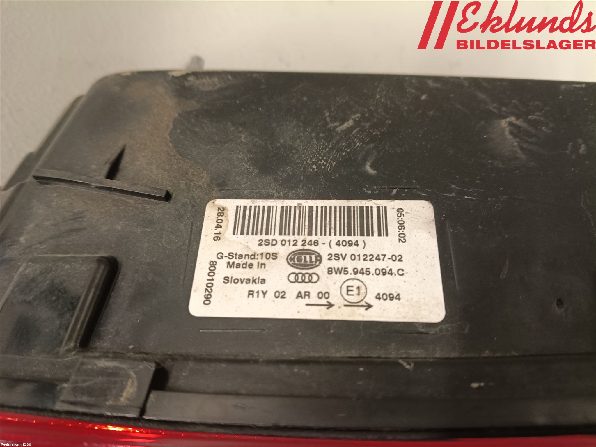 Audi A4/S4 B9 16-19 Bakljus Lucka Hö