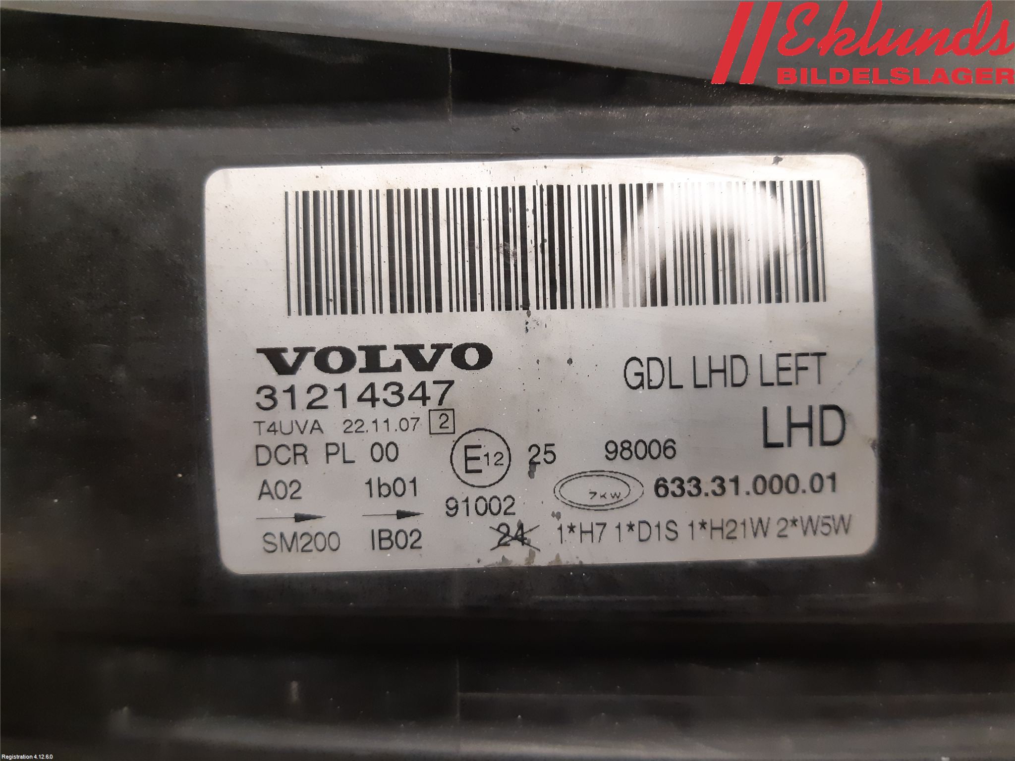 Volvo V70 08-13 Strålkastare Vänster