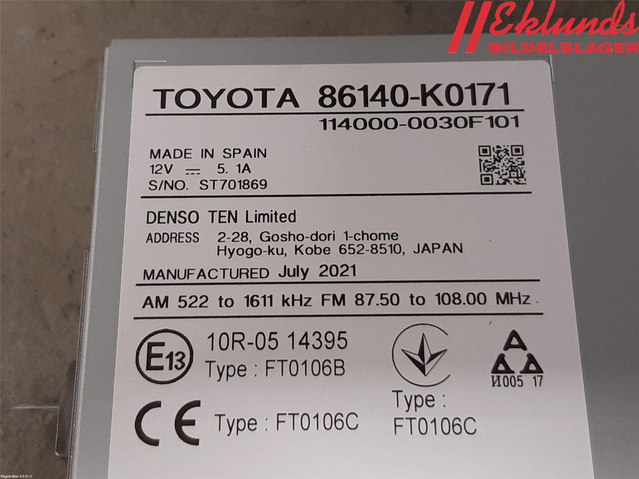 Toyota YARIS XP21 20- Cd Radio - Multimediapanel