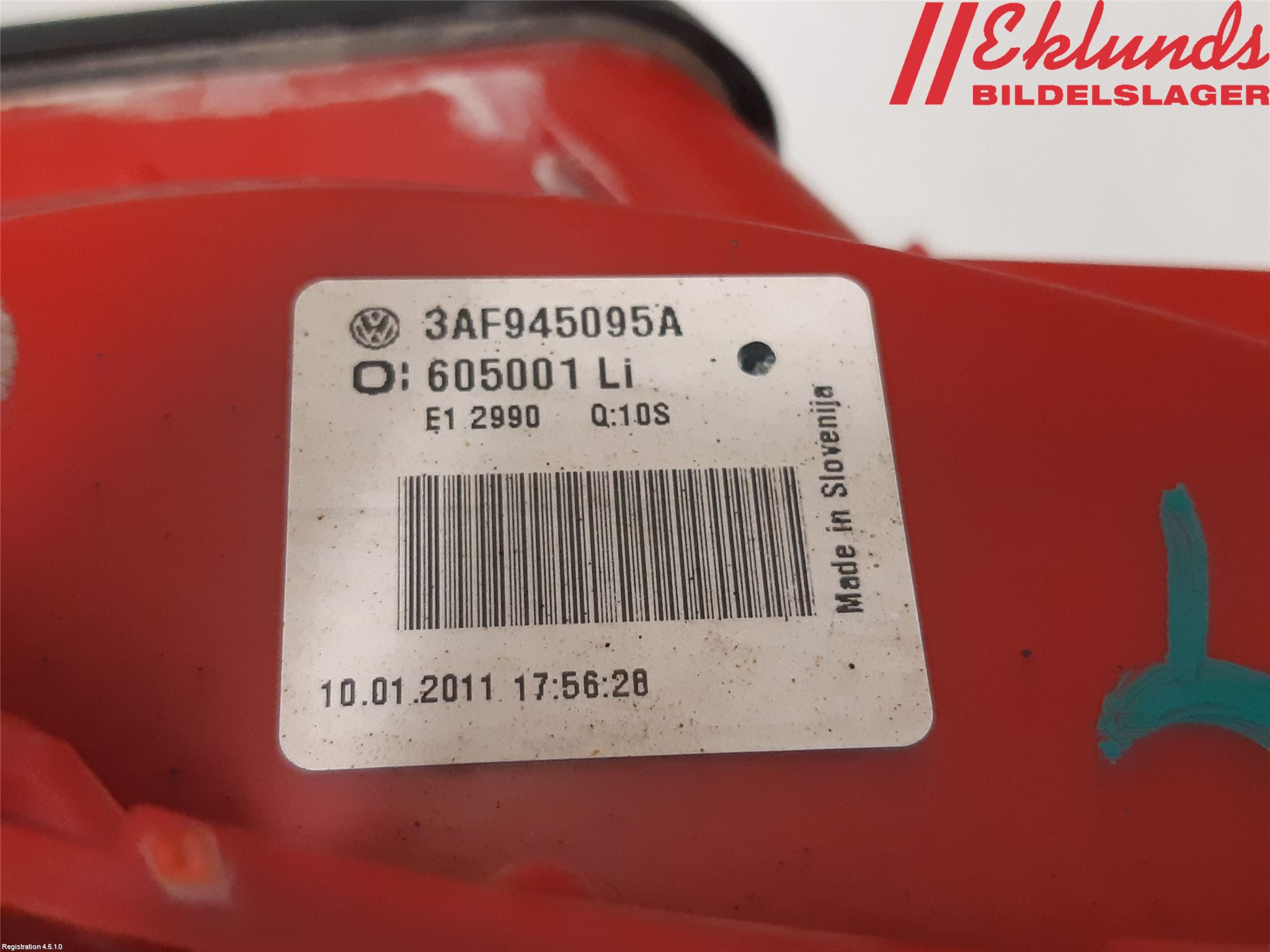 Volkswagen VW PASSAT 11-14 Bakljus Vänster