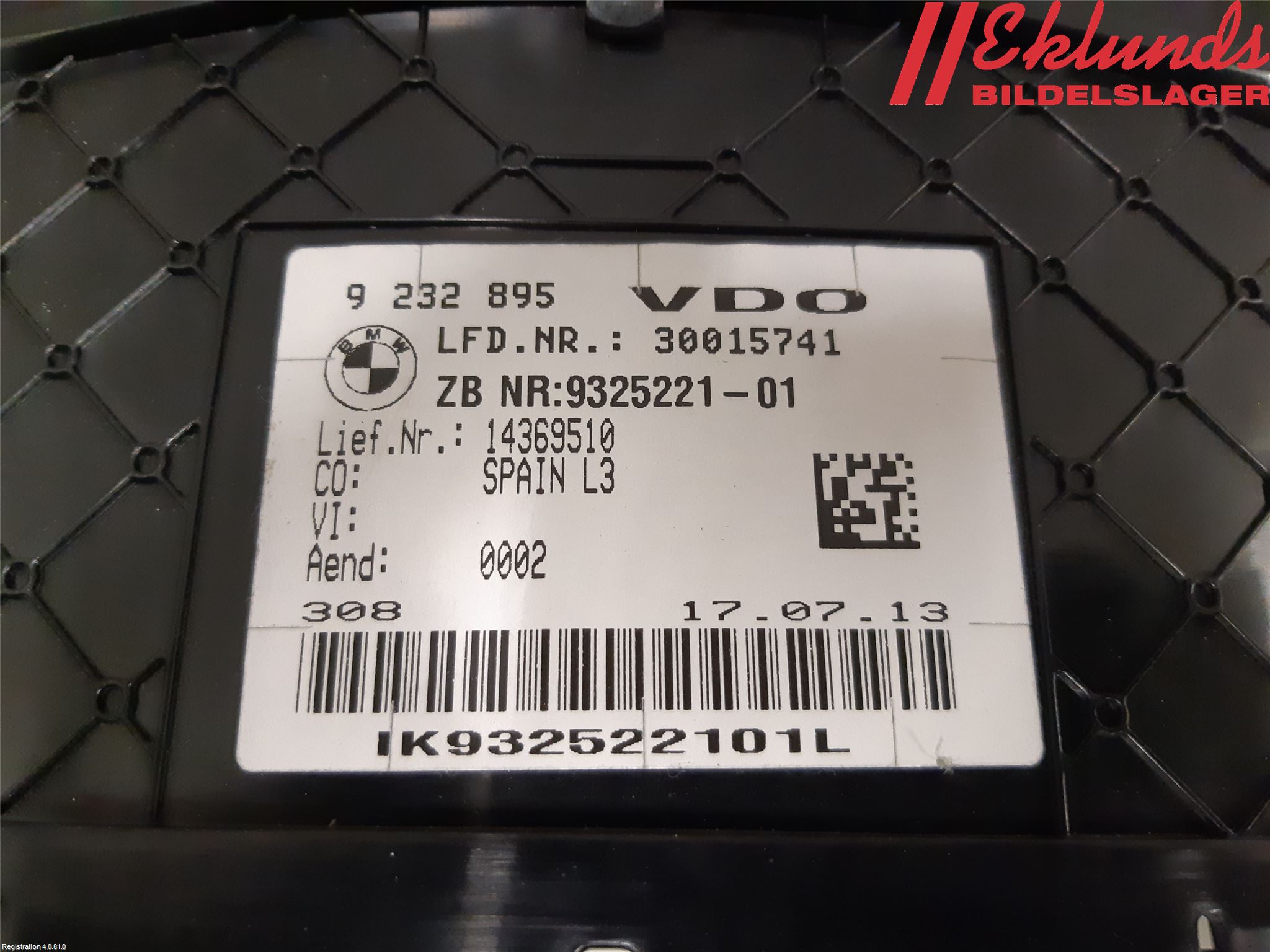 BMW 3 F30/F31/F80 12-19 Instrument Komb