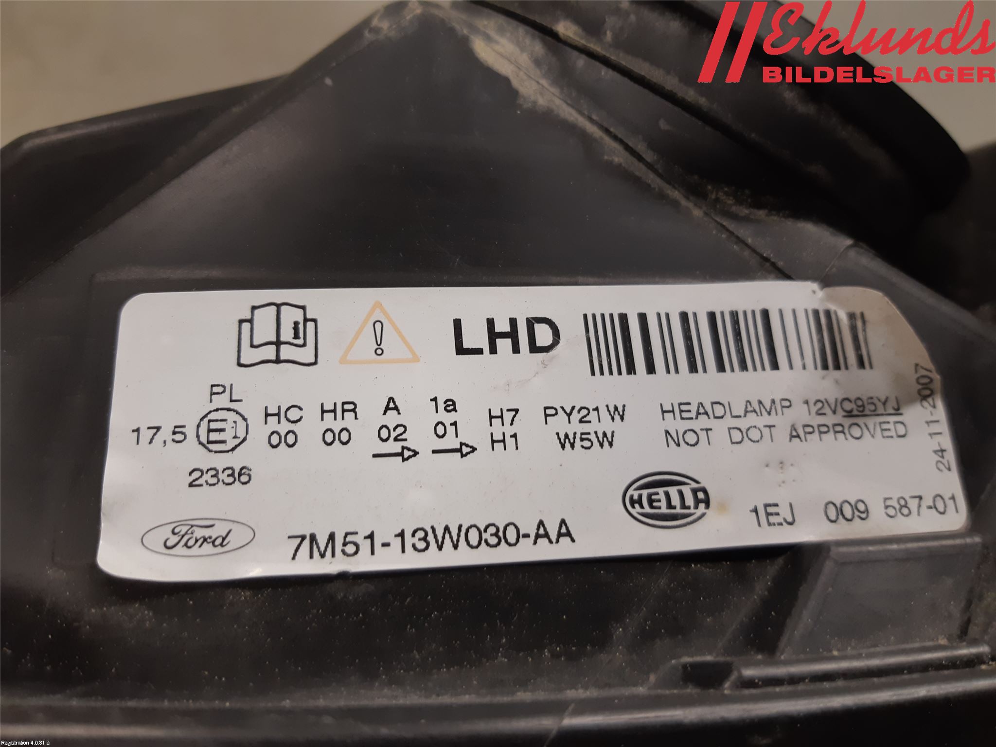 Ford FOCUS C-MAX I 07-10 Strålkastare Vänster