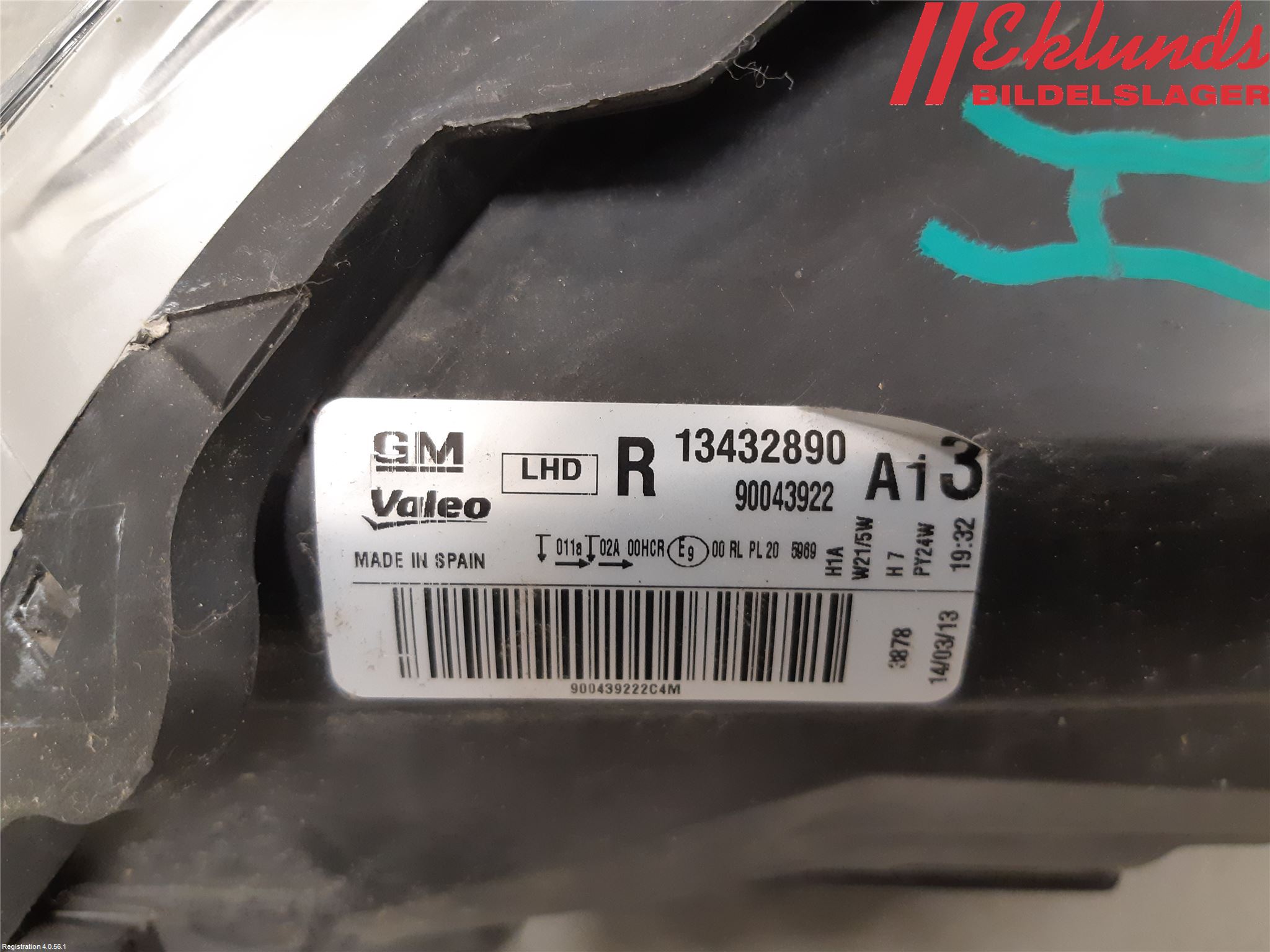 Opel CORSA D 07-14 Strålkastare Höger