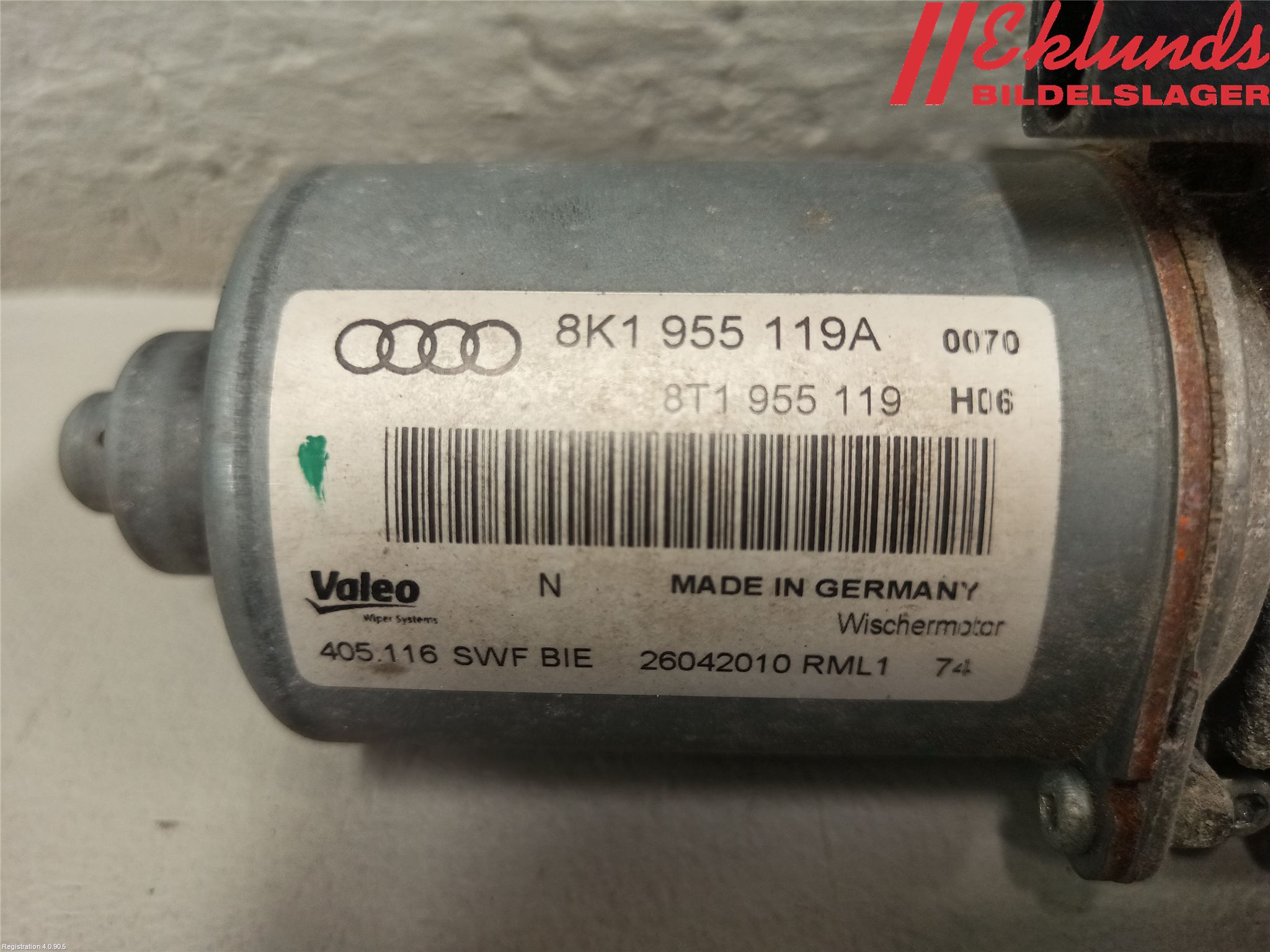 Audi A4/S4 08-11 Torkarmotor Vindruta
