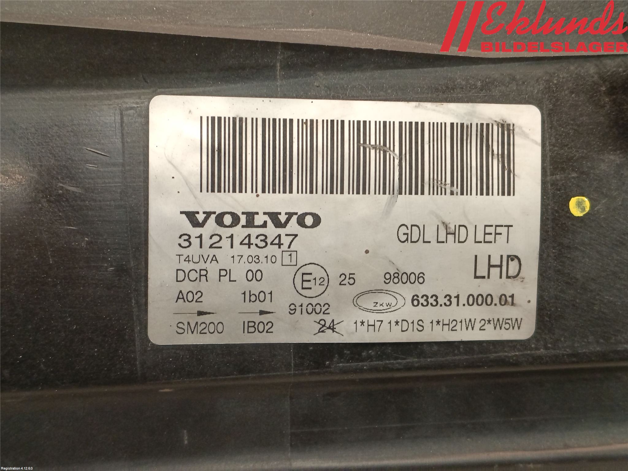 Volvo V70 08-13 Strålkastare Vänster