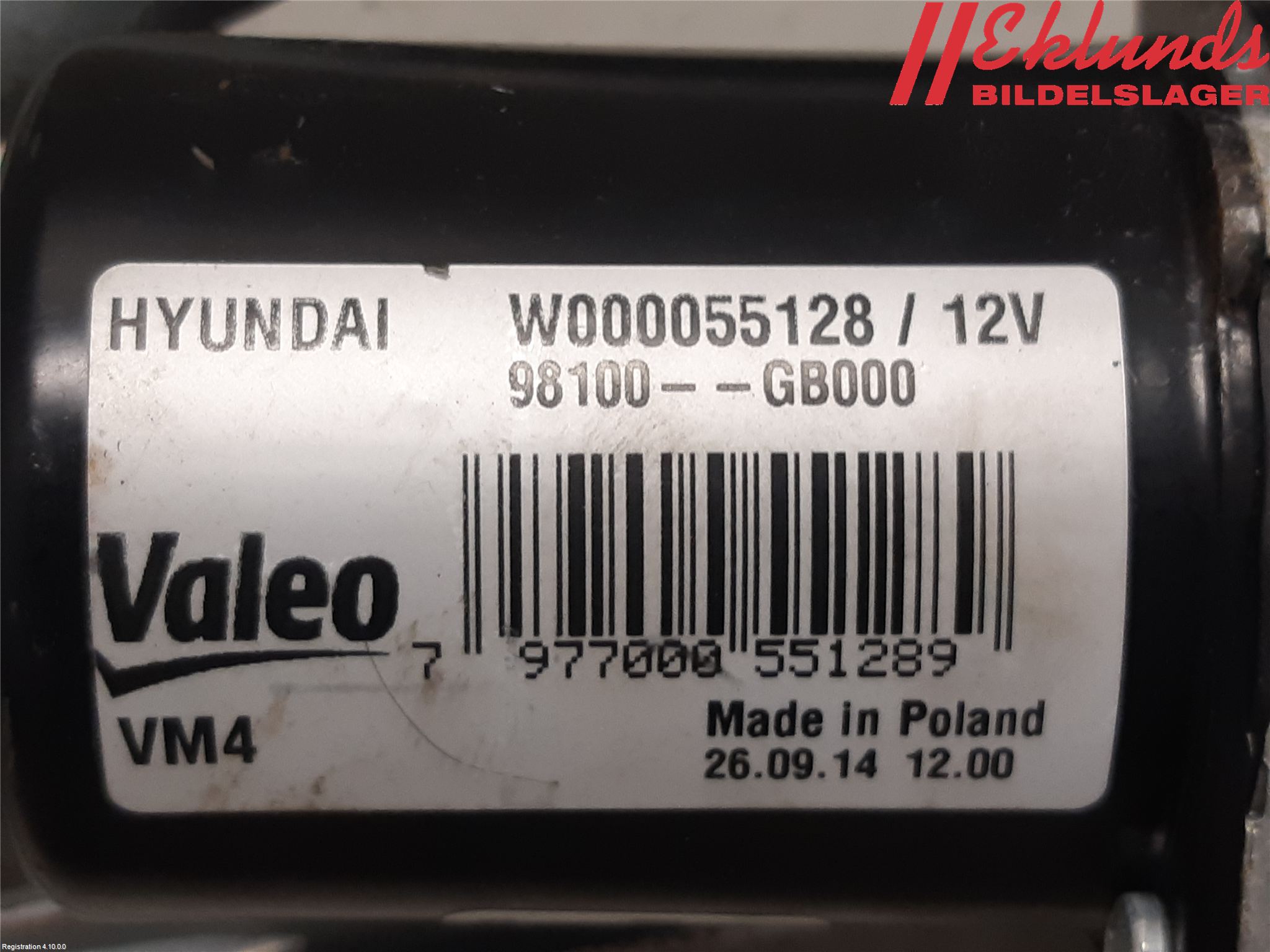 Hyundai i20 GB 15-20 Torkarmotor Vindruta