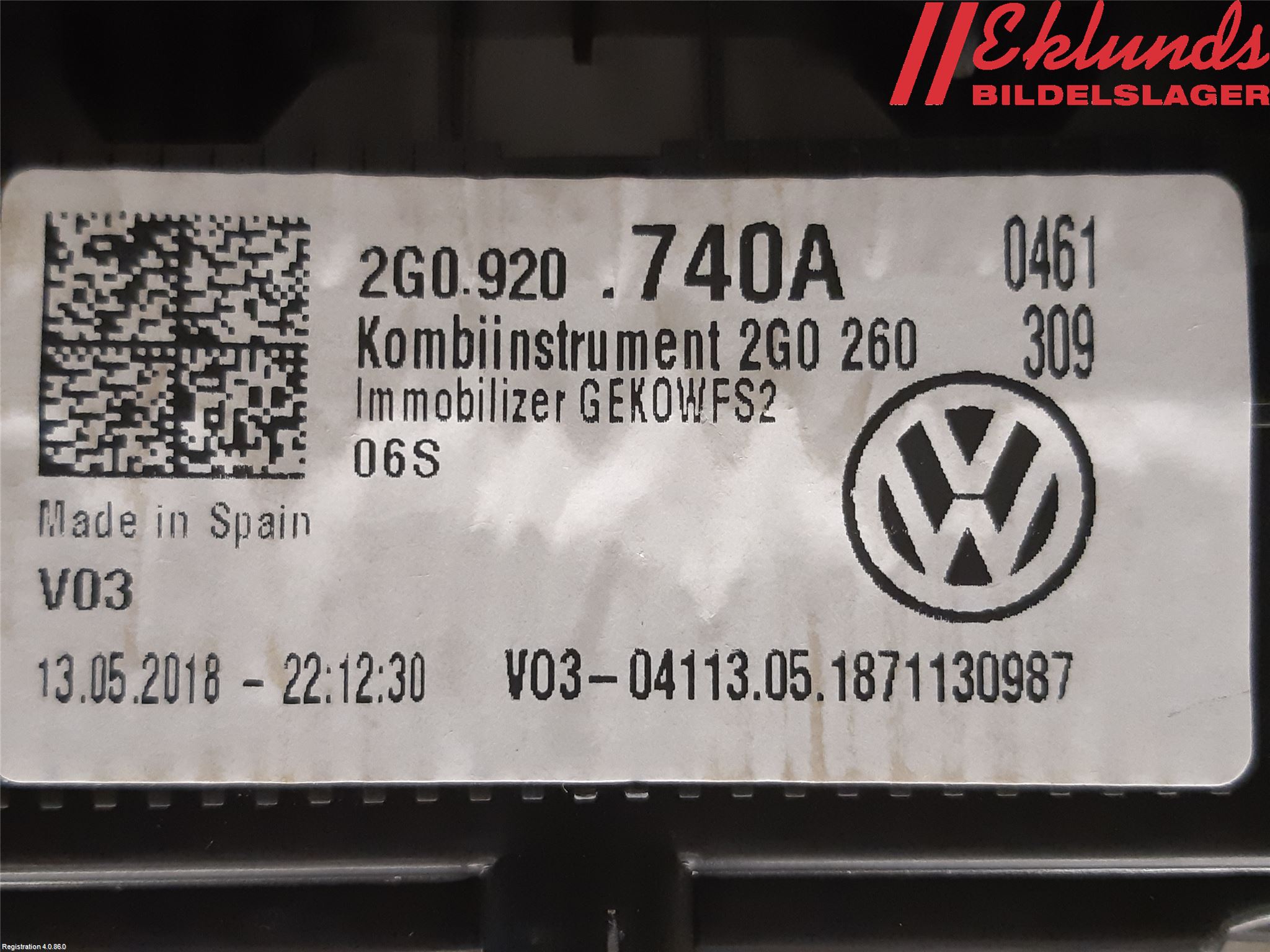 Volkswagen VW POLO VI 18->> Instrument Komb