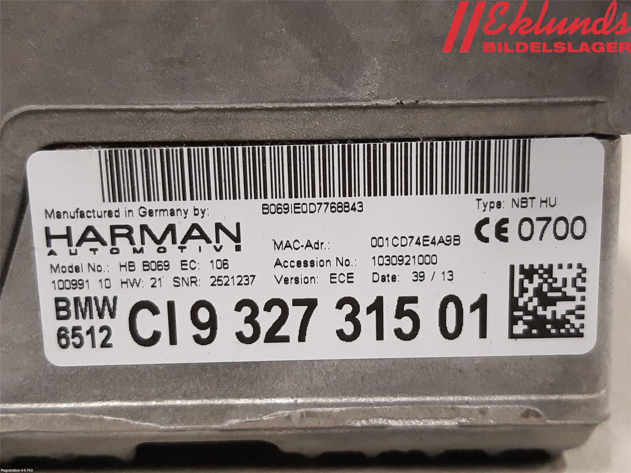 BMW 4 F32/F33/F82/F83 13-20 Cd Radio - Multimediapanel