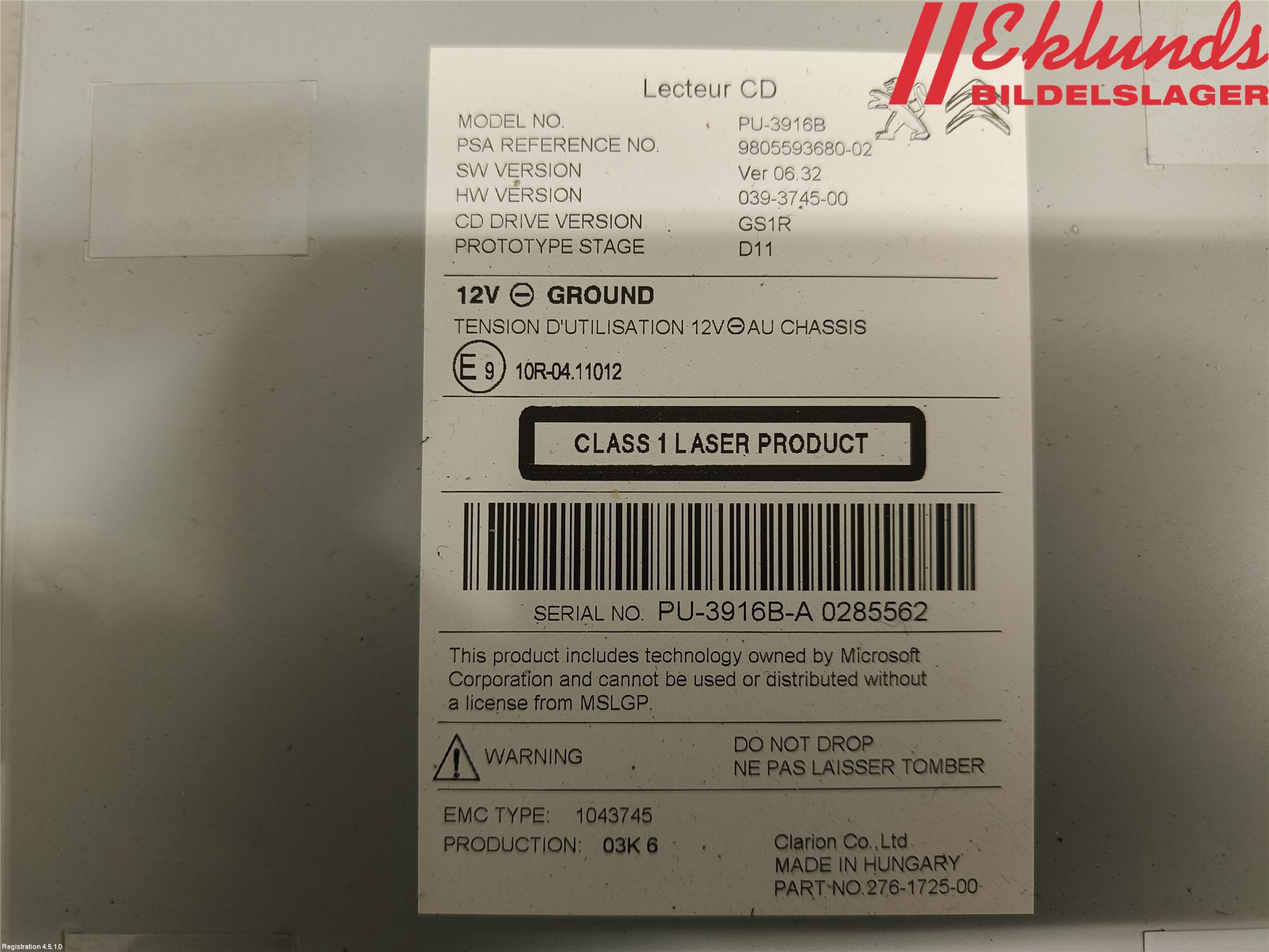 Citroen DS 4 CROSSBACK 16-18 Cd Radio - Multimediapanel
