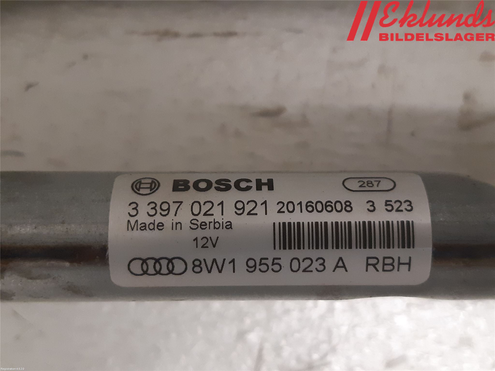 Audi A4/S4 B9 16-19 Torkarmekanism Vindruta