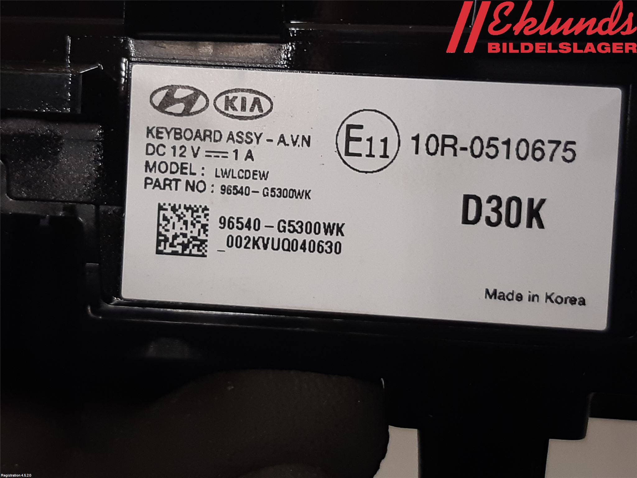Kia NIRO (DE) 17-22 Cd Radio - Multimediapanel
