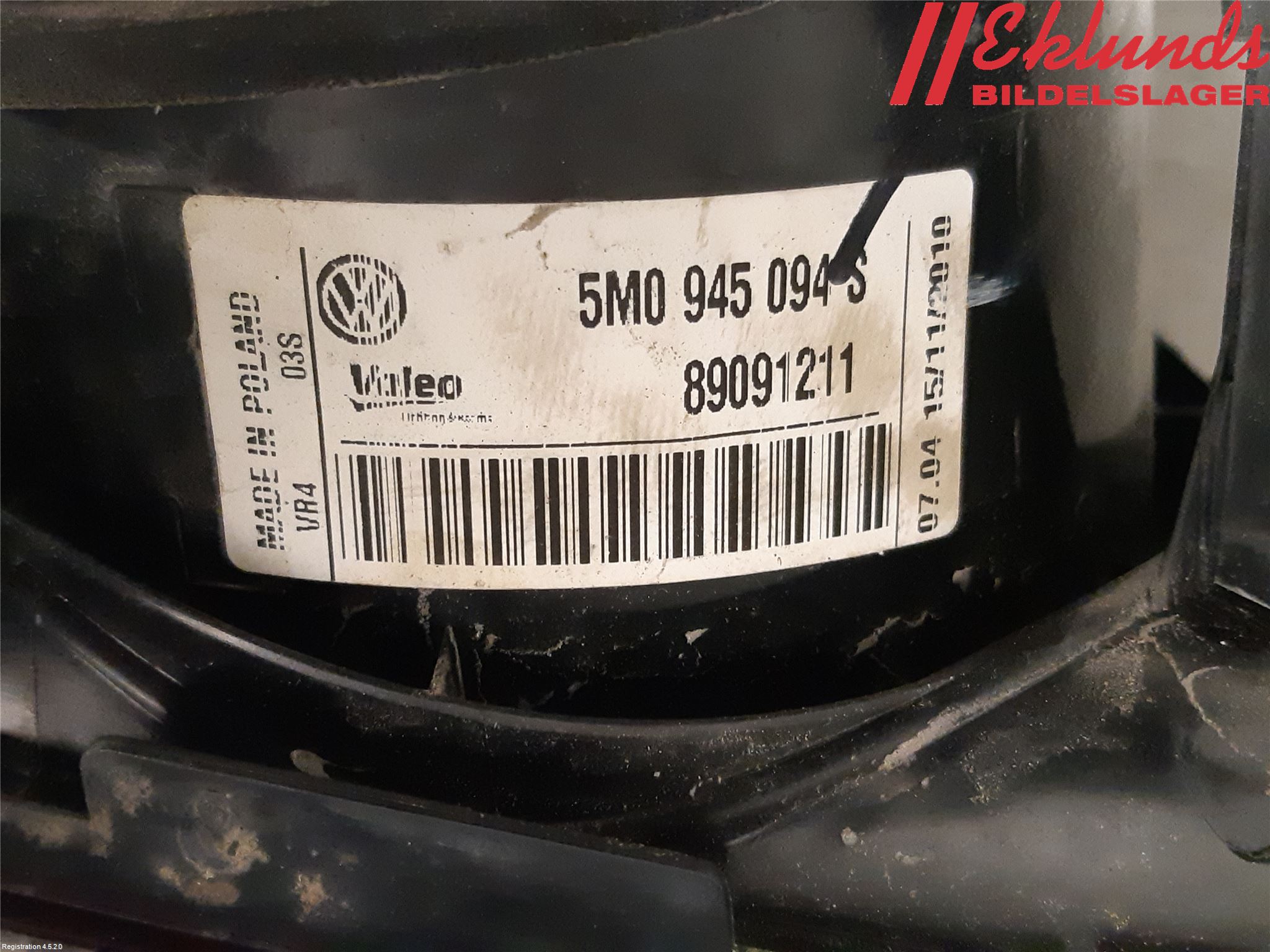 Volkswagen VW GOLF PLUS/CROSS GOLF 04-14 Bakljus Lucka Hö