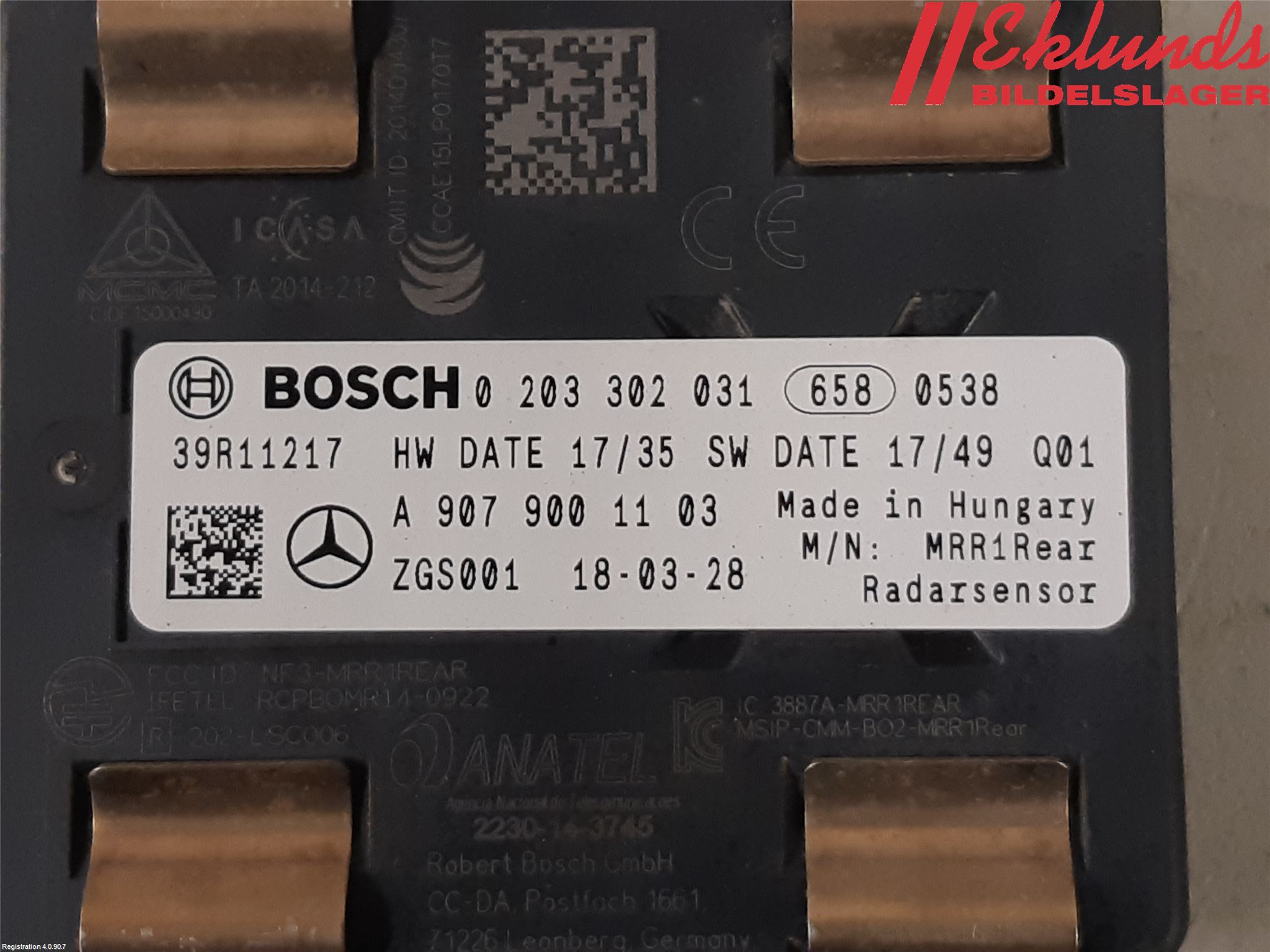 Mercedes-Benz MB SPRINTER (W907/W910) 19- Sensor Aktivt Kollisionsskydd