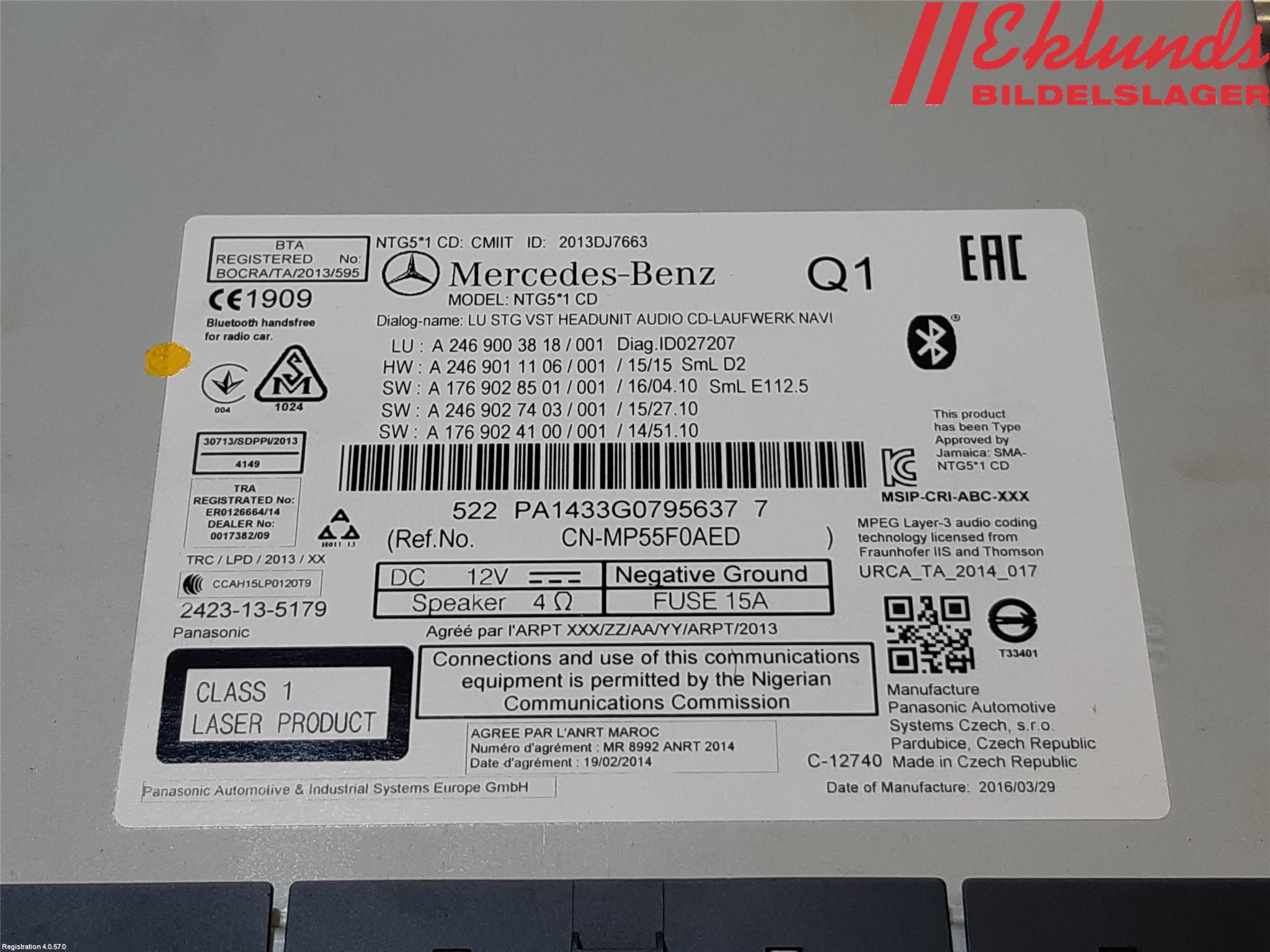 Mercedes-Benz MB A-KLASS (W176) 13-18 Cd Radio - Multimediapanel