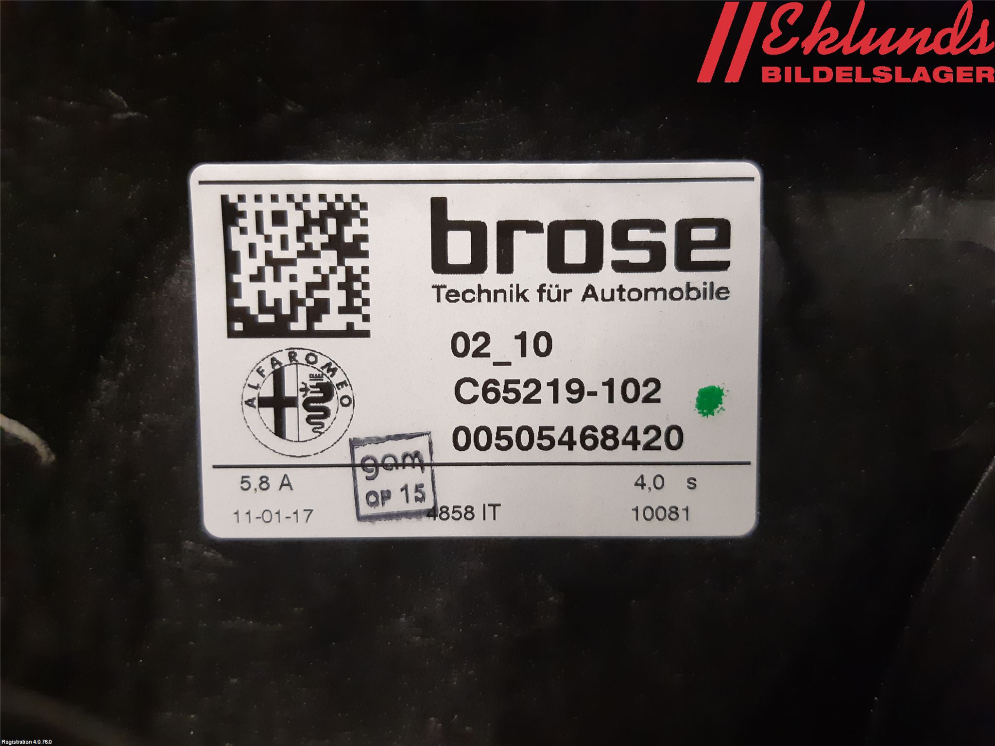 Alfa GIULIA Fönsterhiss El Kompl