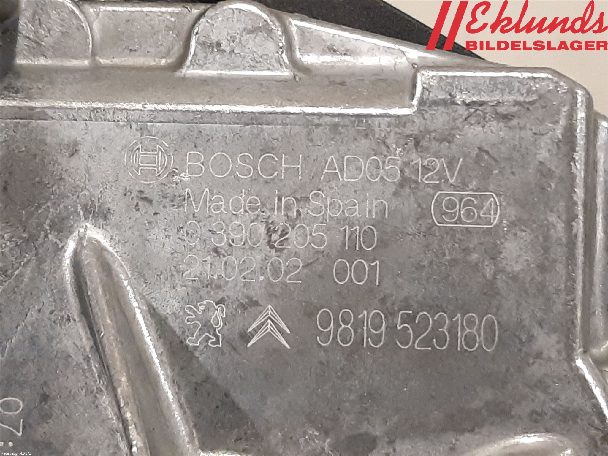 Peugeot 308 14-21 Torkarmotor Baklucka