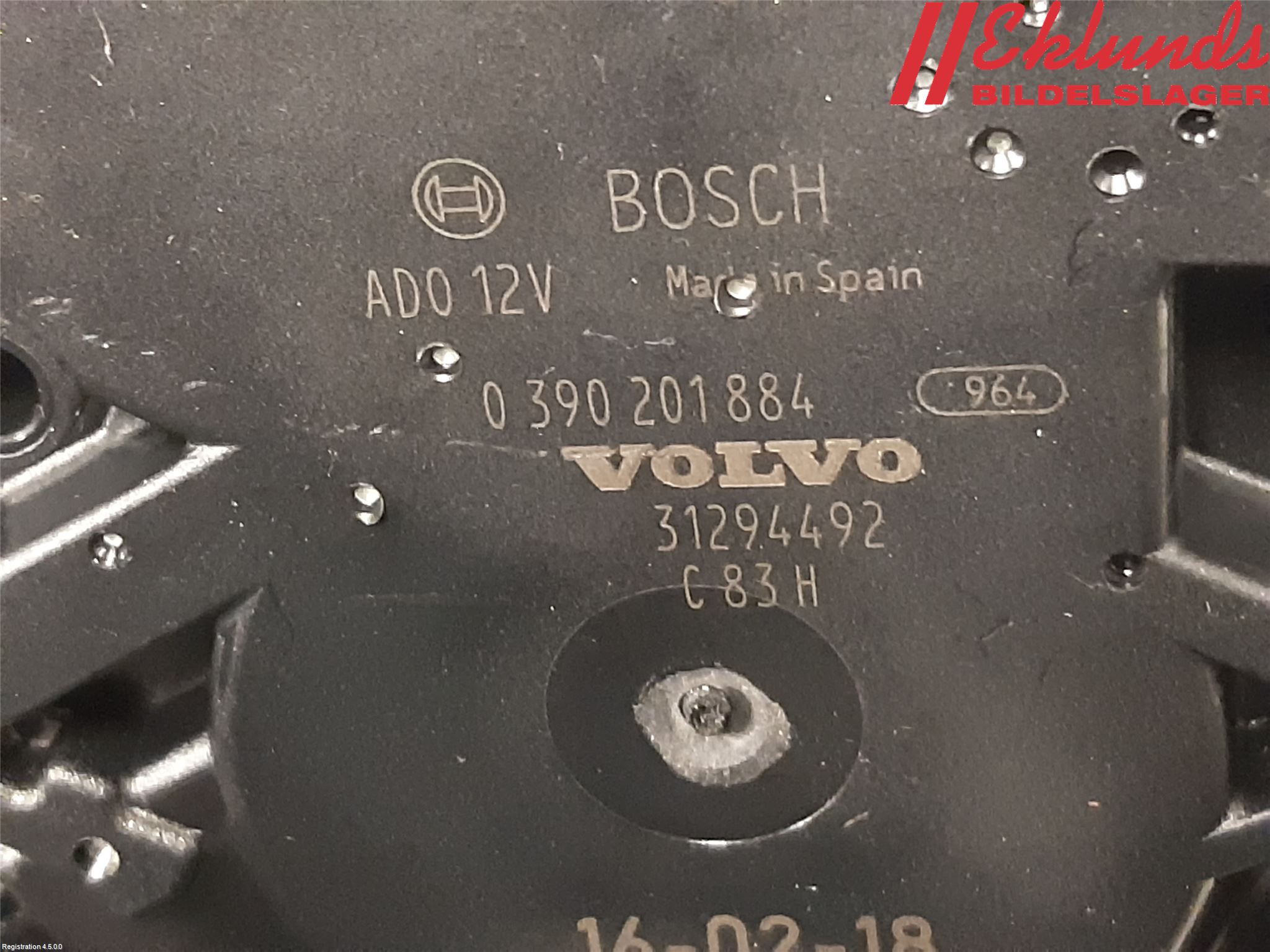 Volvo V60 CROSS COUNTRY 16-18 Torkarmotor Baklucka