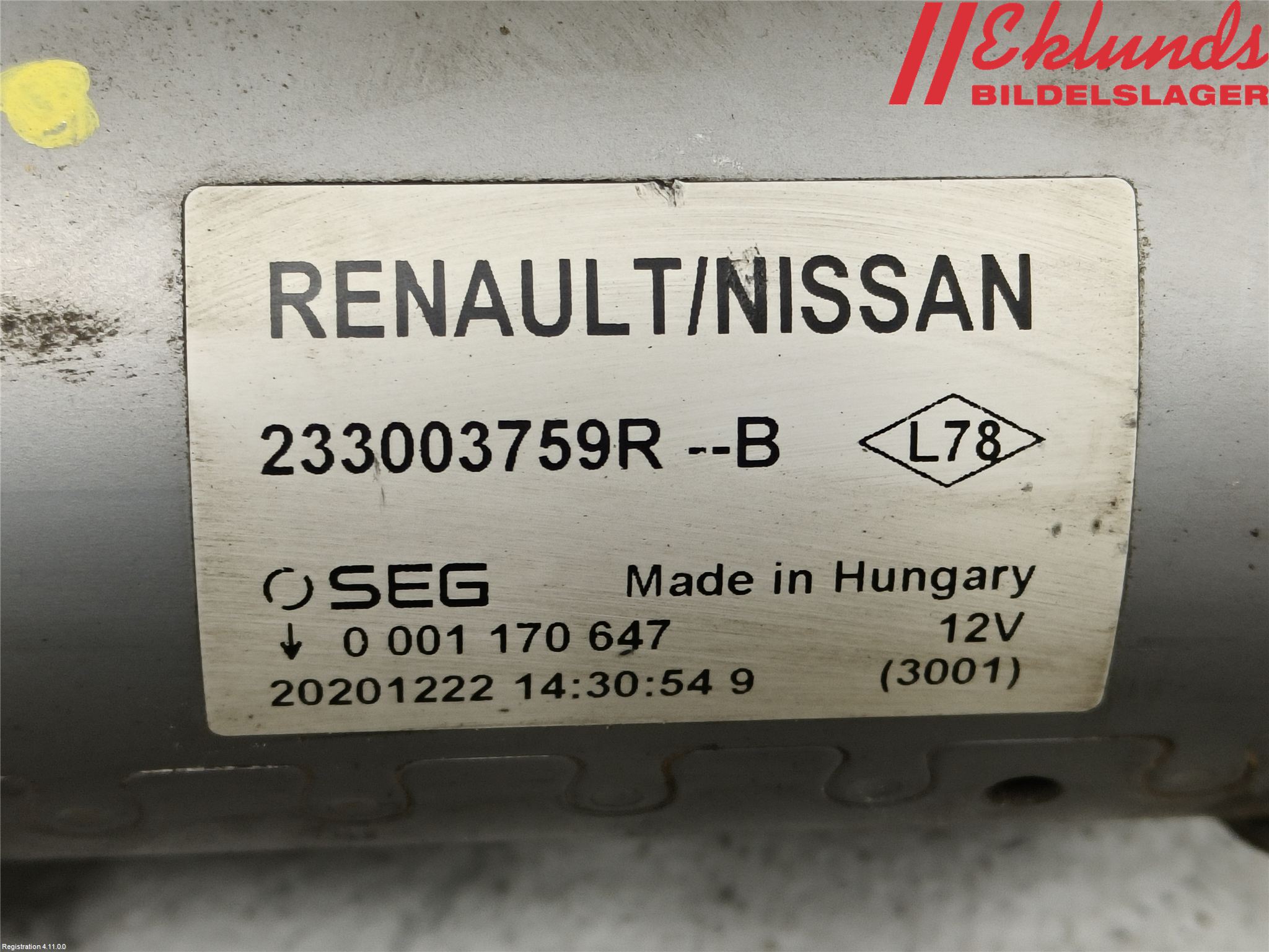 Renault KANGOO/E-TECH 21- Startmotor Diesel