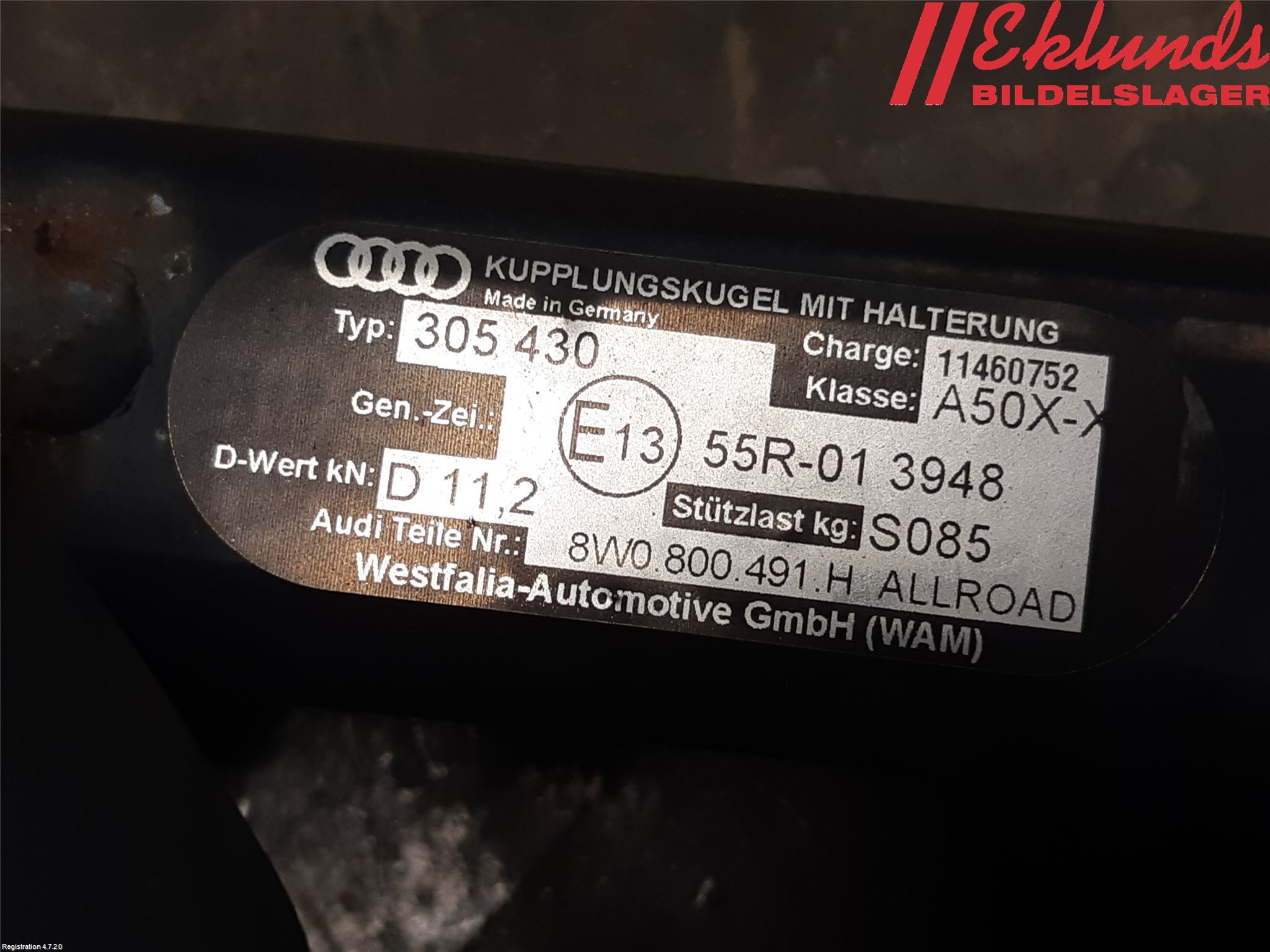 Audi A4/S4 B9 16-19 Dragkrok