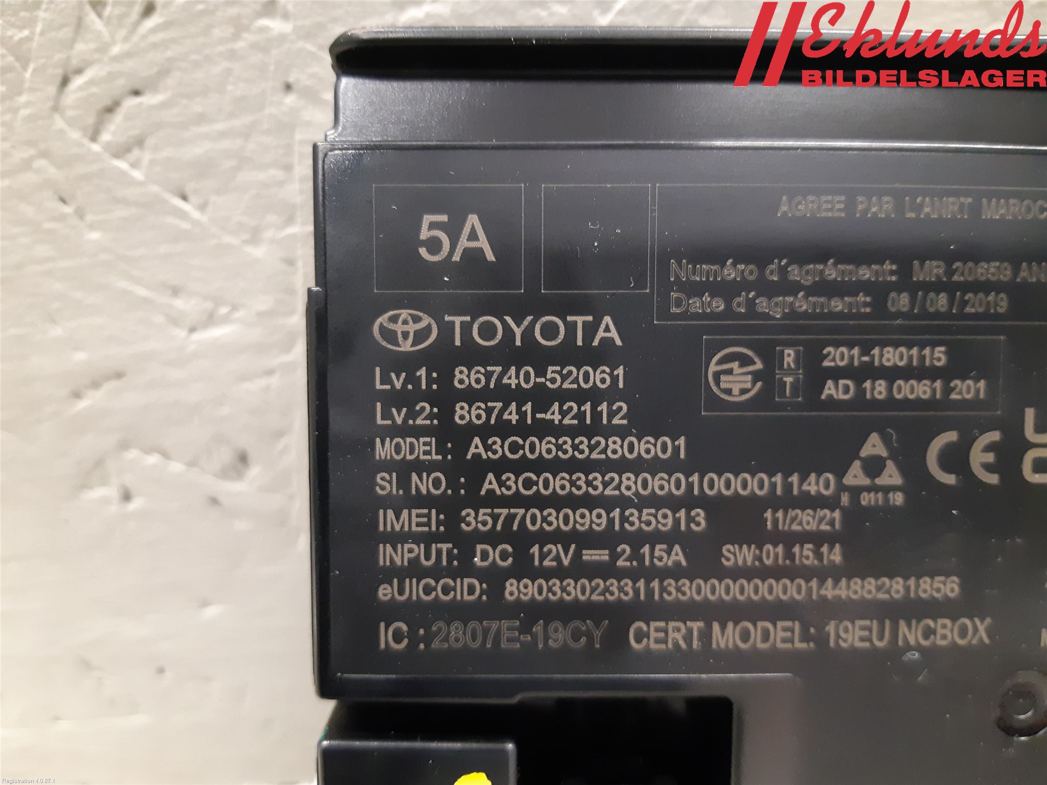 Toyota YARIS XP21 20- Styrenhet Övrigt
