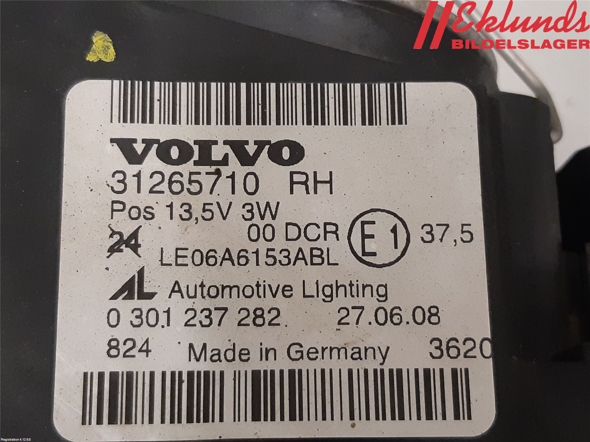 Volvo S40 08-12 Strålkastare Höger