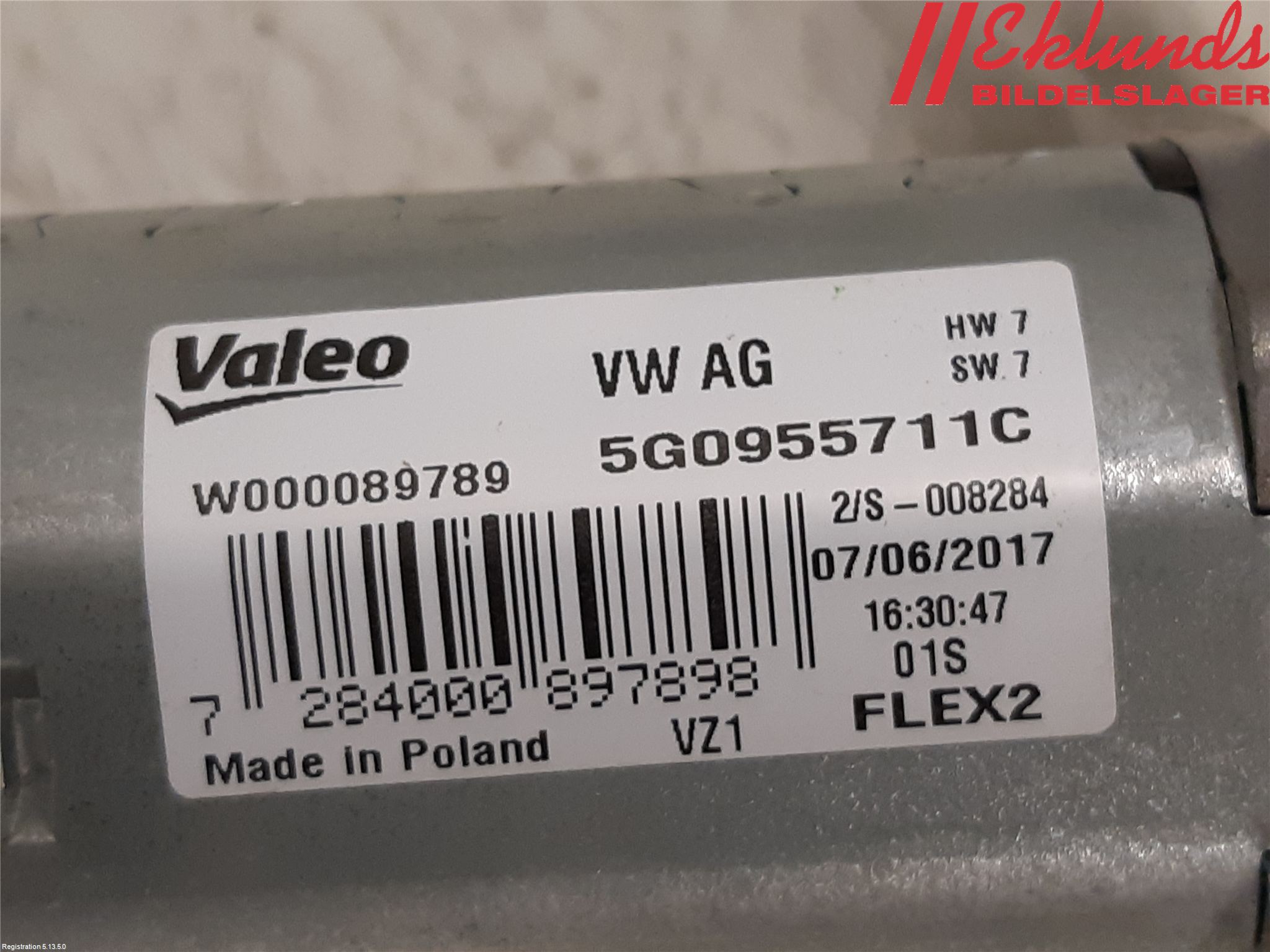 Volkswagen VW PASSAT 15-19 Torkarmotor Baklucka