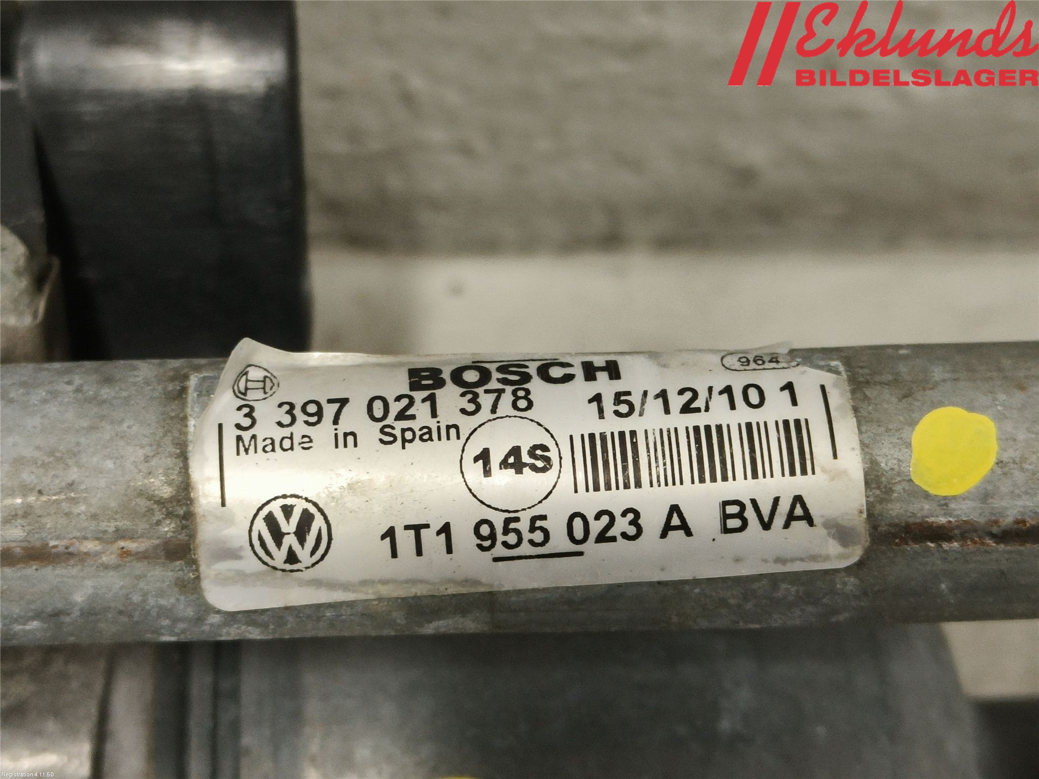 Volkswagen VW TOURAN 10-15 Torkarmekanism Vindruta