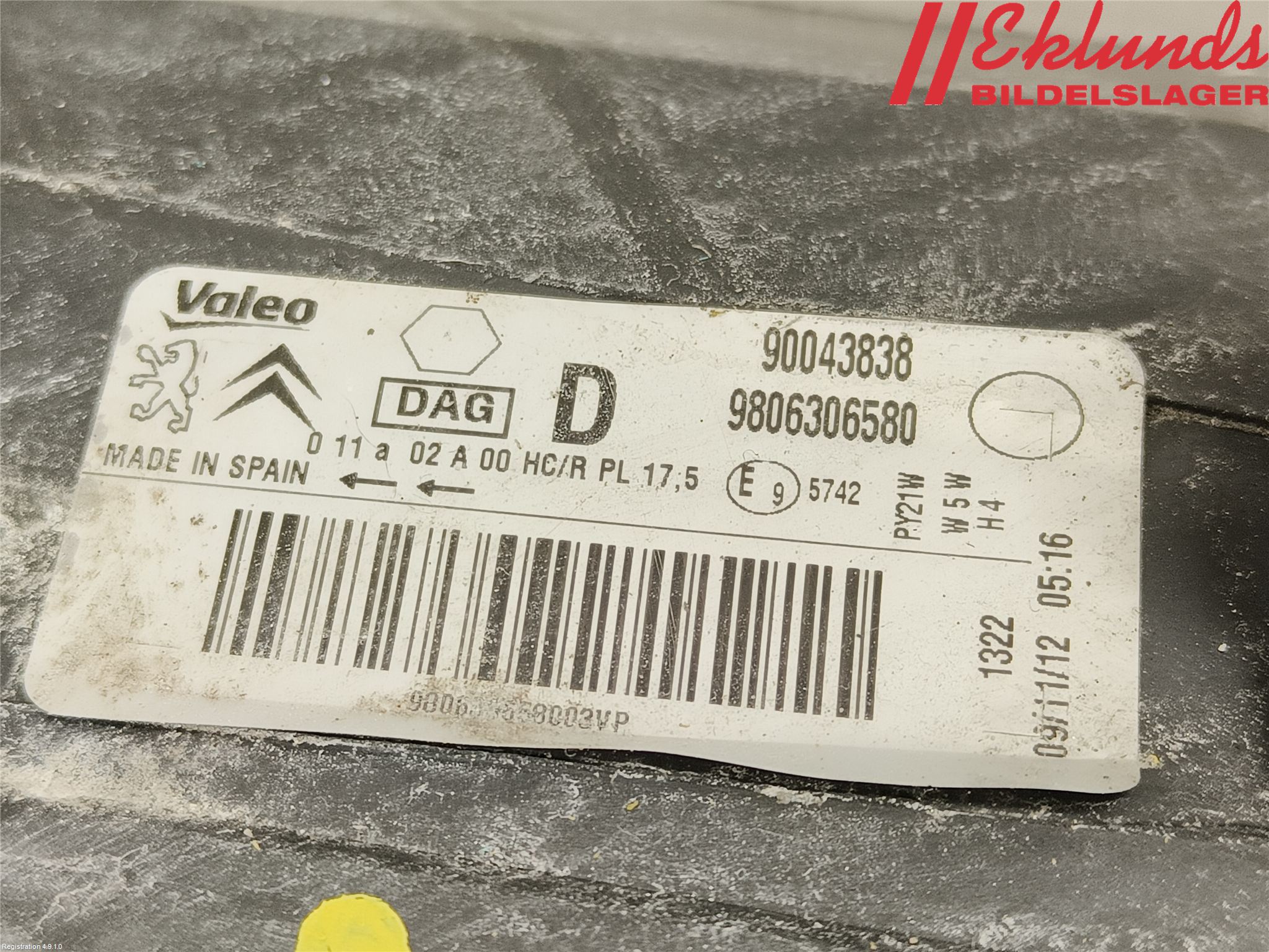 Citroen BERLINGO 08-18 Strålkastare Höger