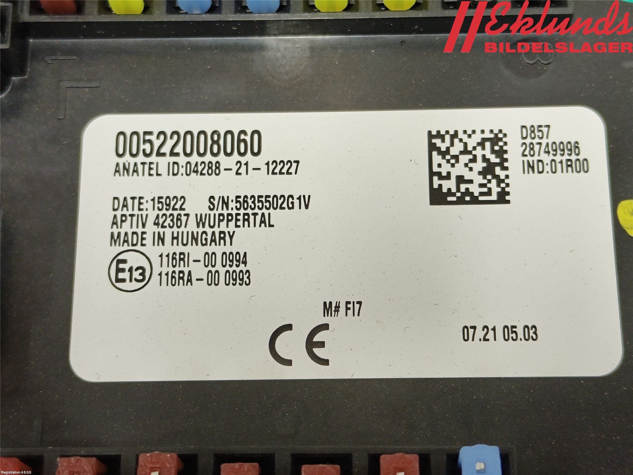 Fiat 500e 20- Säkringsdosa-Elcentral