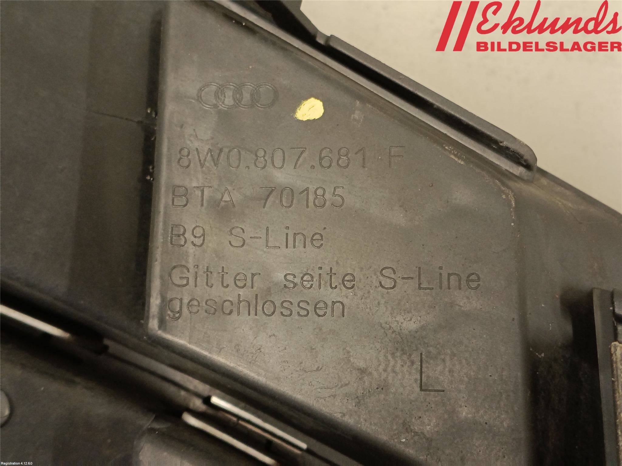 Audi A4/S4 B9 16-19 Dimljussarg Fram