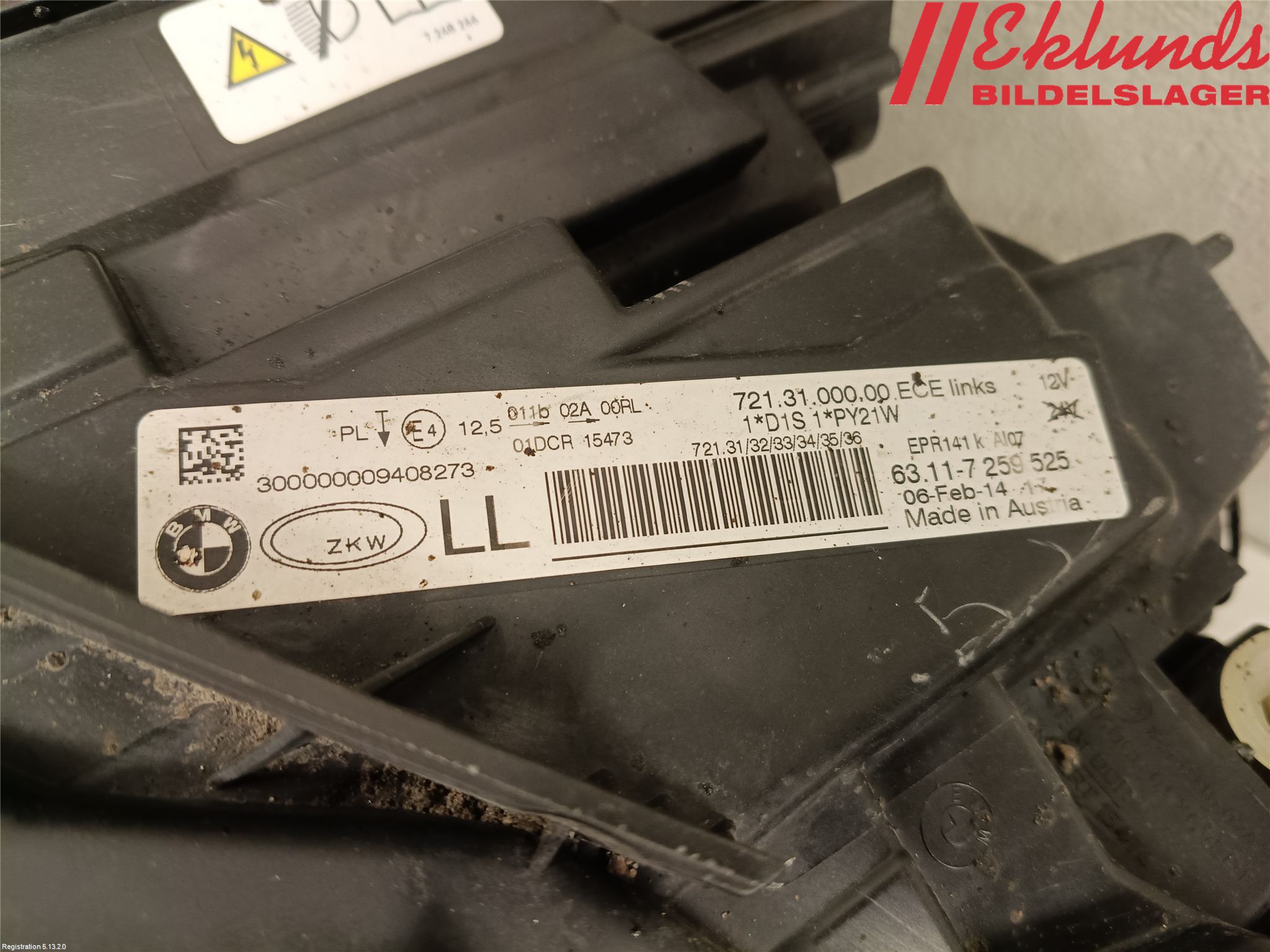 BMW 3 F30/F31/F80 12-19 Strålkastare Vänster