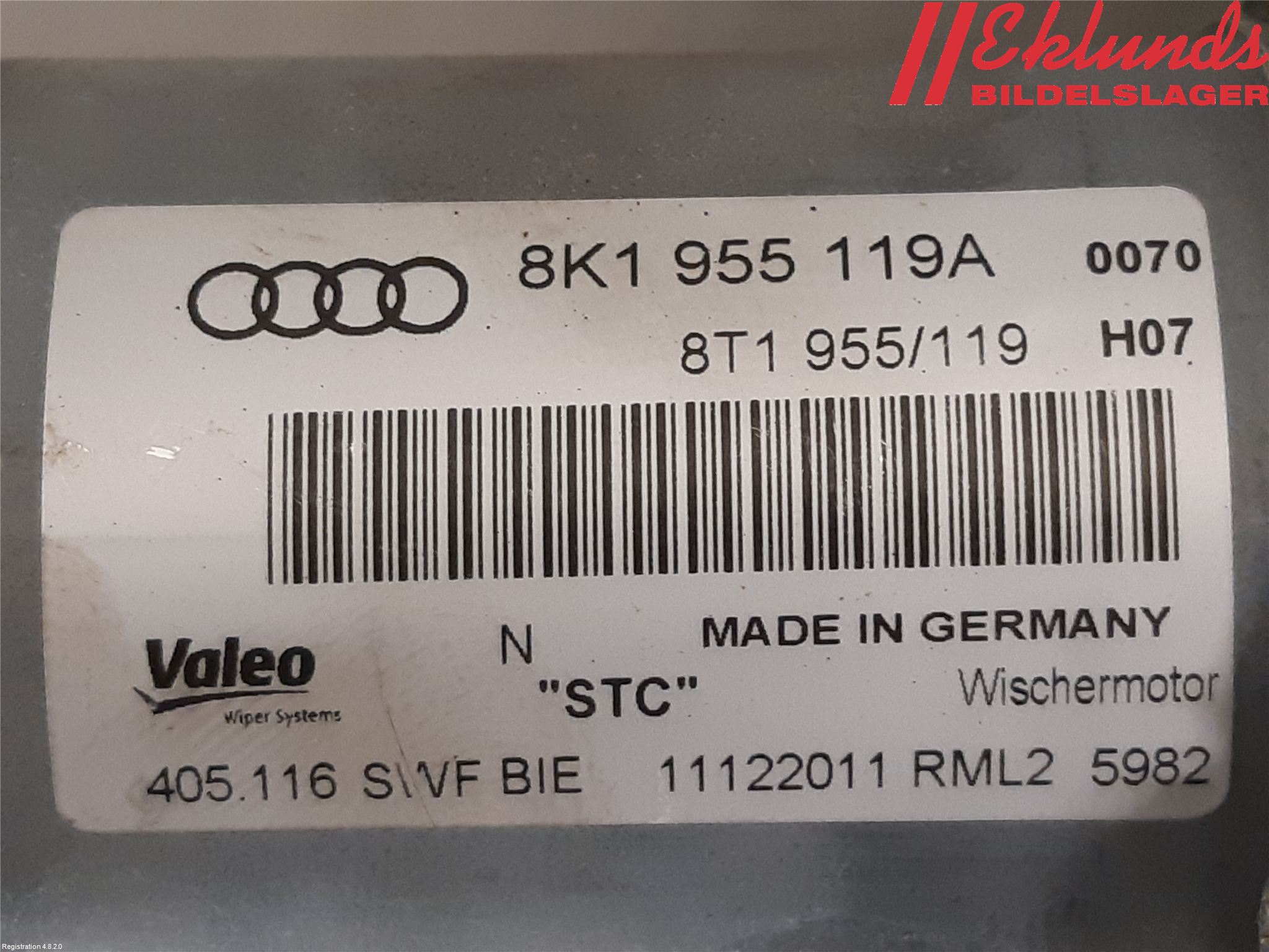Audi A4 12-15 Torkarmotor Vindruta