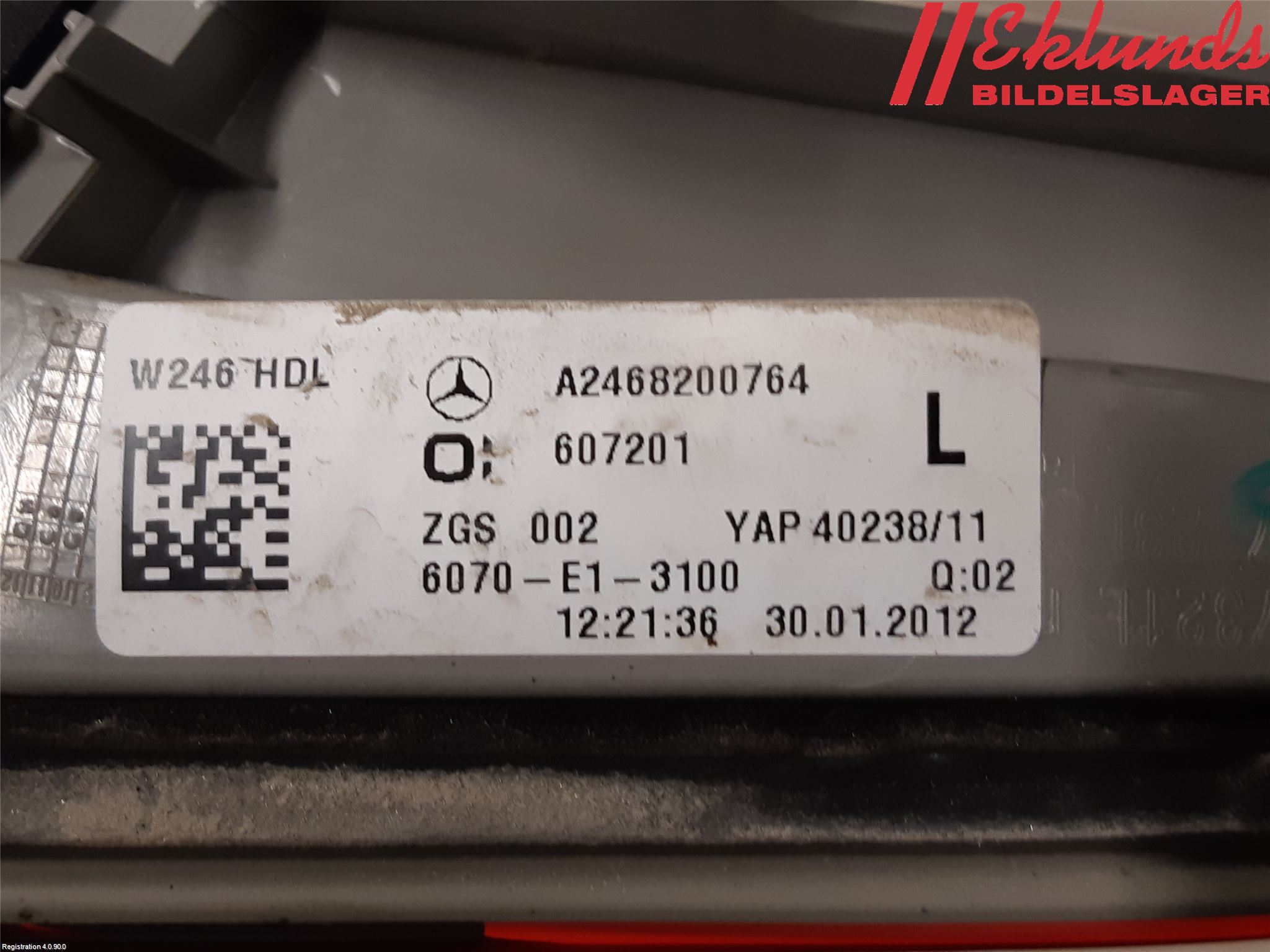Mercedes-Benz MB B-KLASS (W246/W242) 12-19 Bakljus Lucka Vä