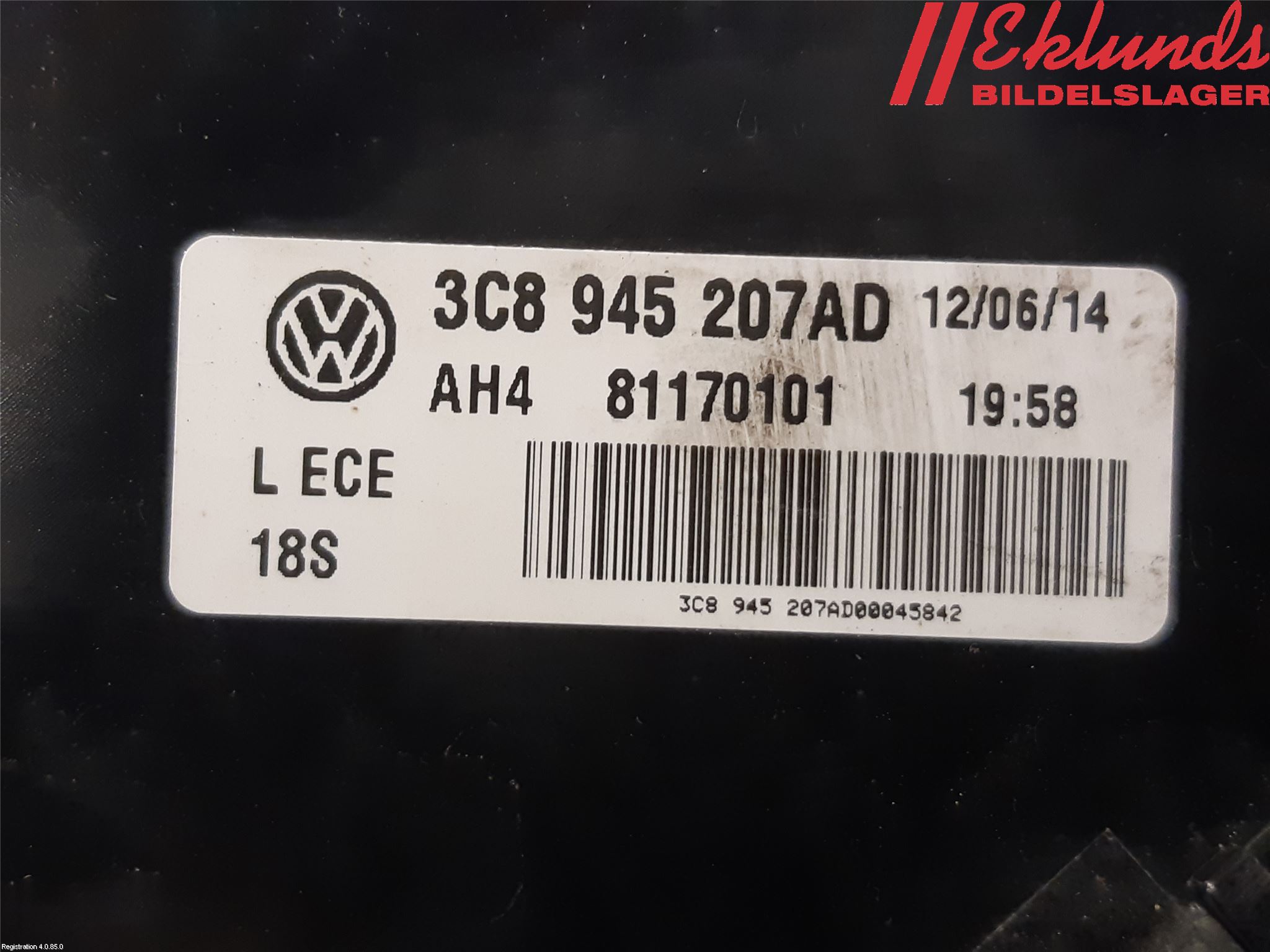 Volkswagen VW PASSAT CC 08-16 Bakljus Vänster